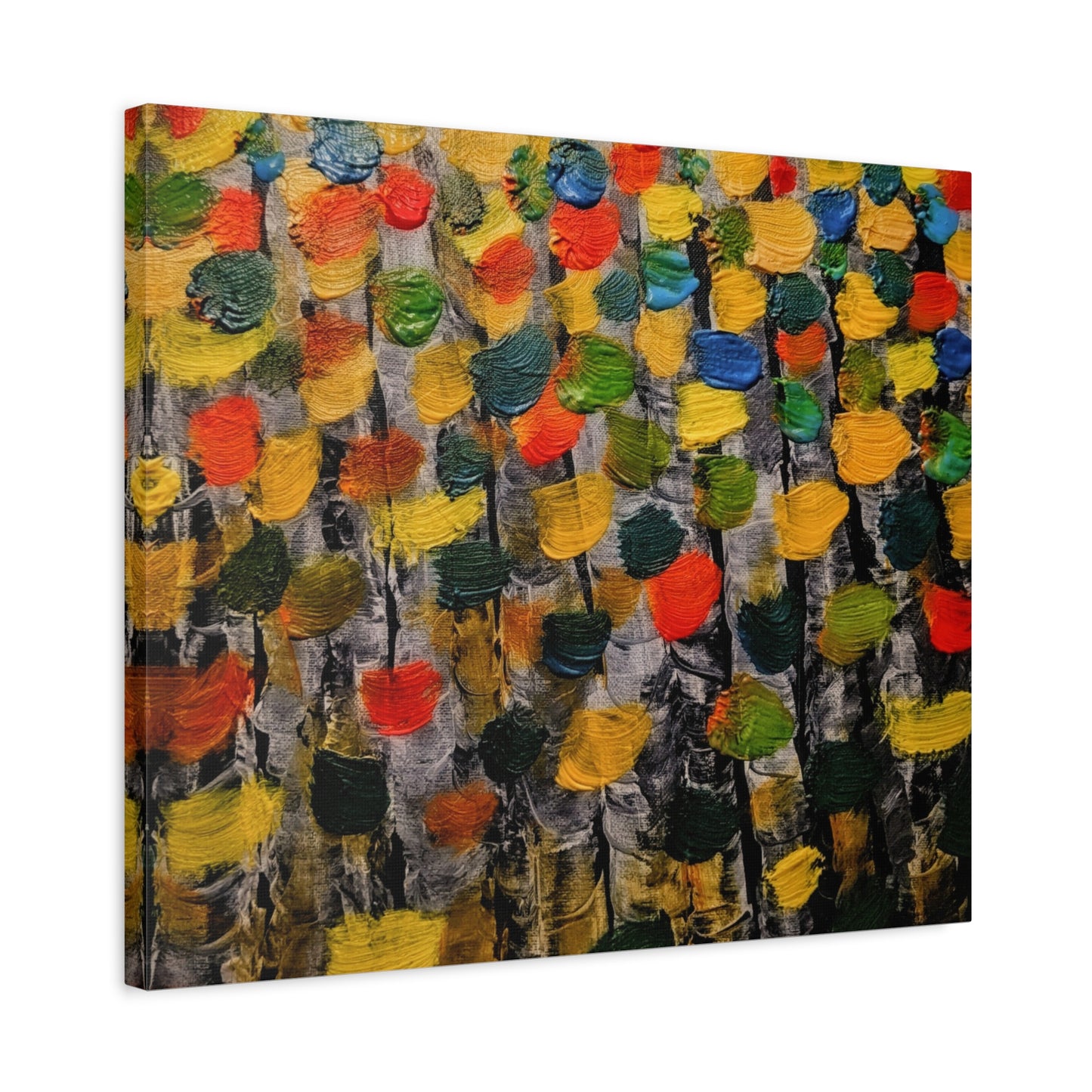 birch trees with color strokes - Abstract Color Bloom Matte Canvas Wall Art — Stretched 1.25"