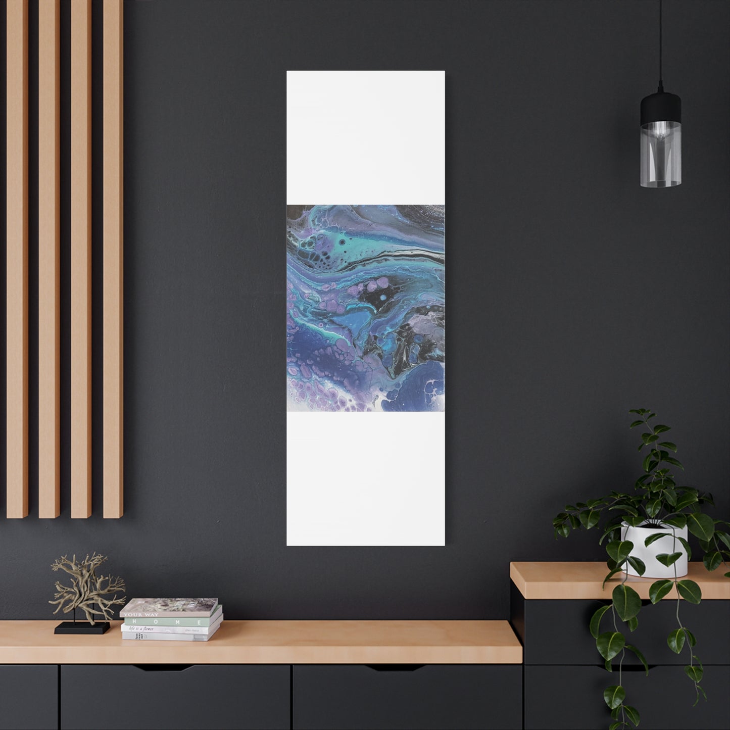 Abstract Ocean Wave Matte Canvas Print — Blue & Purple Fluid Art, Stretched 1.25"