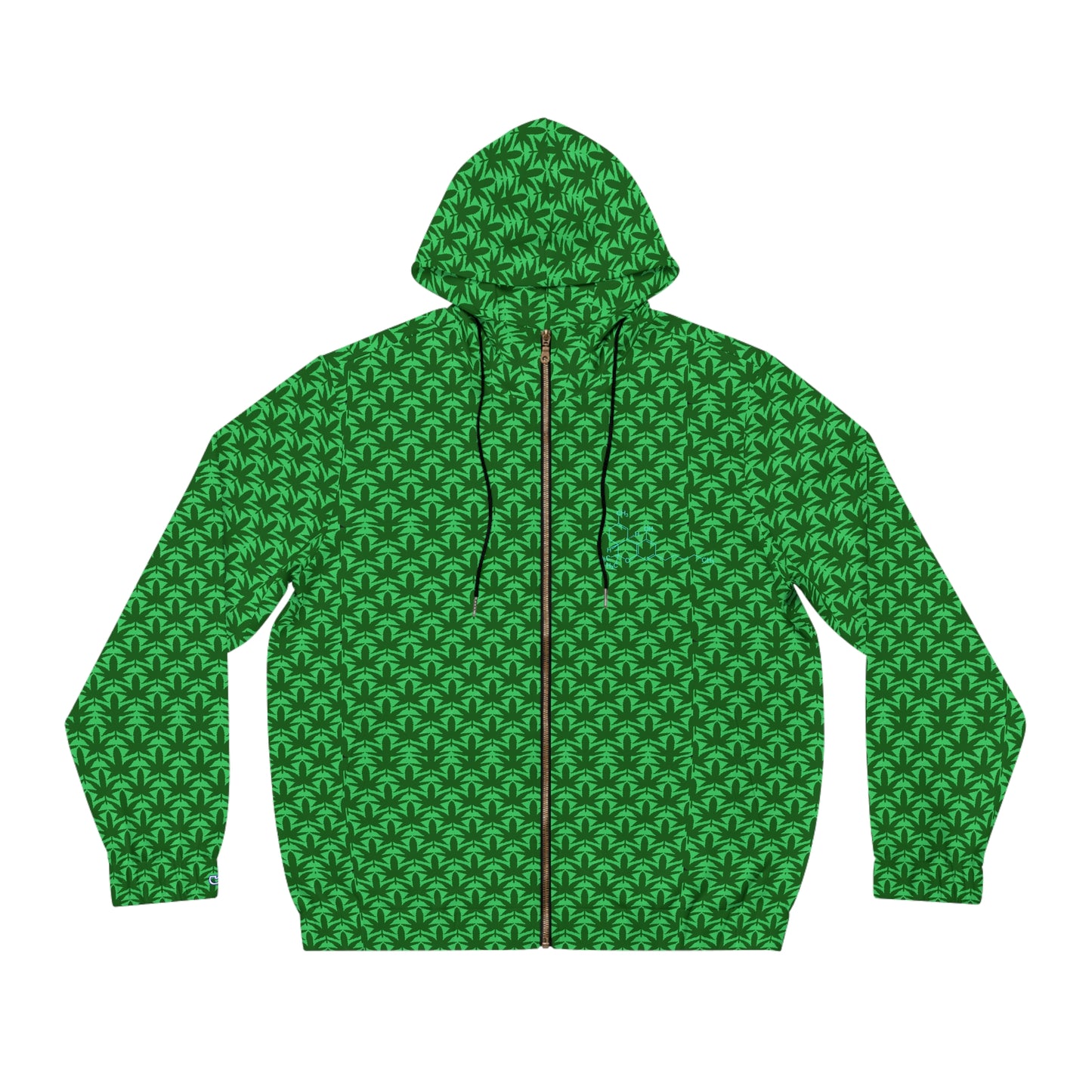 Green Palm Pattern Full‑Zip Hoodie — 'Sailor' Back Logo