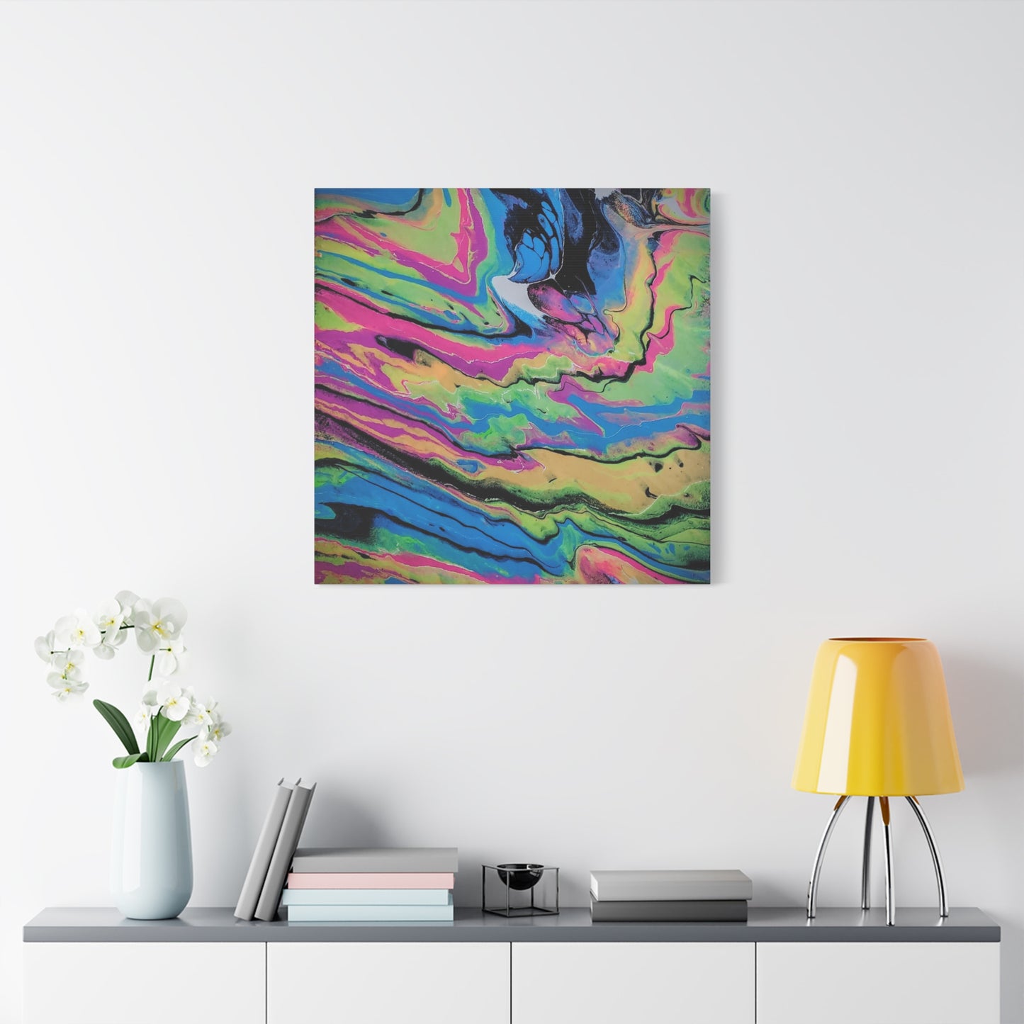Abstract Neon Fluid Art Canvas Print — Vibrant Psychedelic Wall Decor