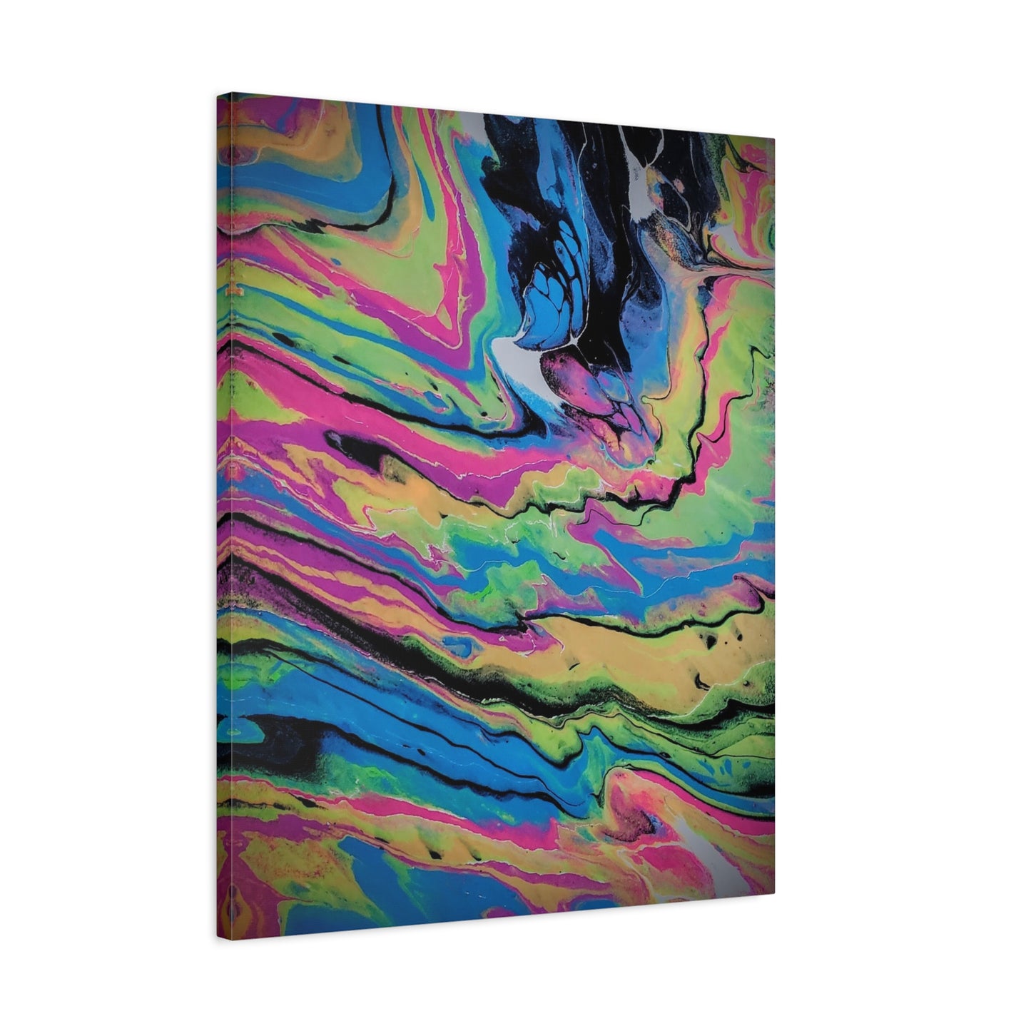Abstract Neon Fluid Art Canvas Print — Vibrant Psychedelic Wall Decor