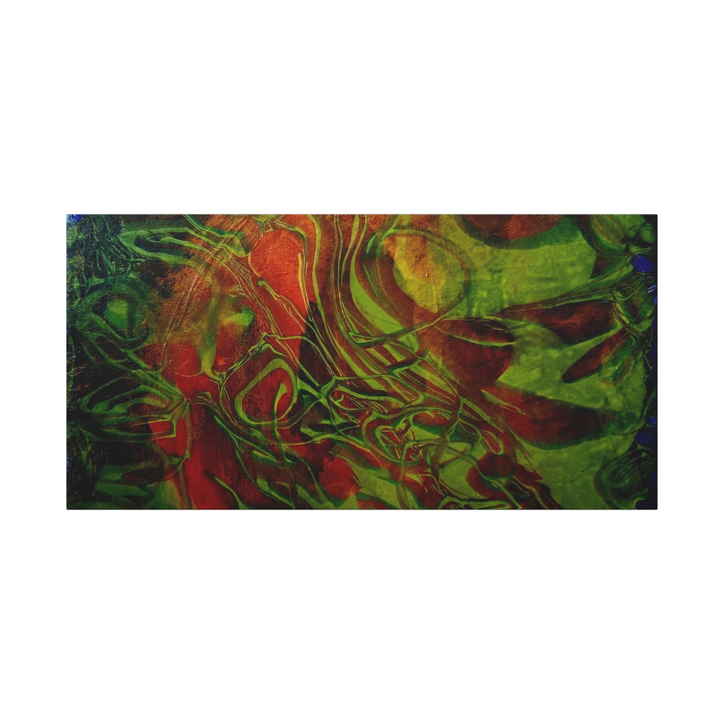 Abstract Green & Red Fluid Art Canvas Print