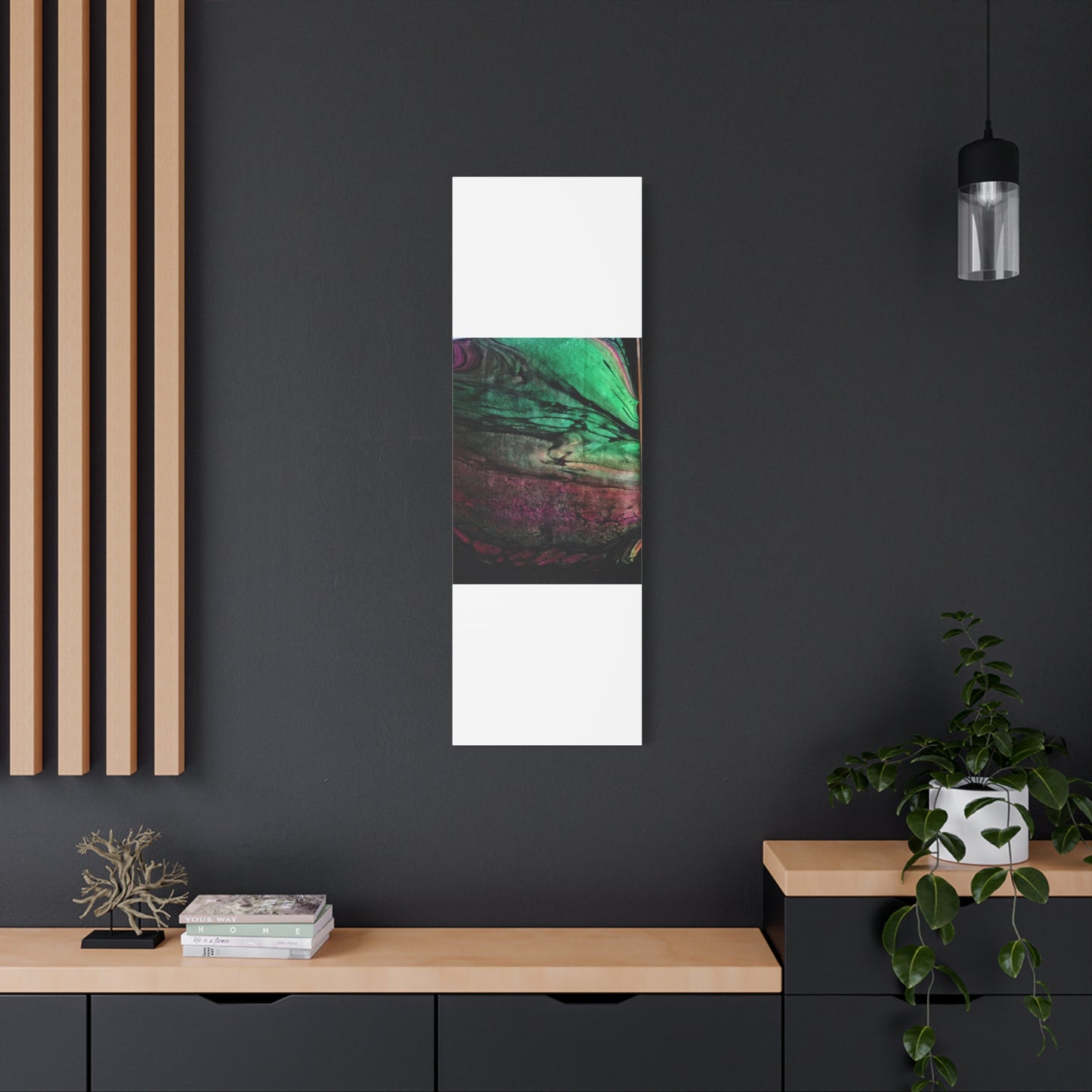 flame tempered pour - Abstract Teal & Magenta Canvas Wall Art — Matte Stretched 1.25"