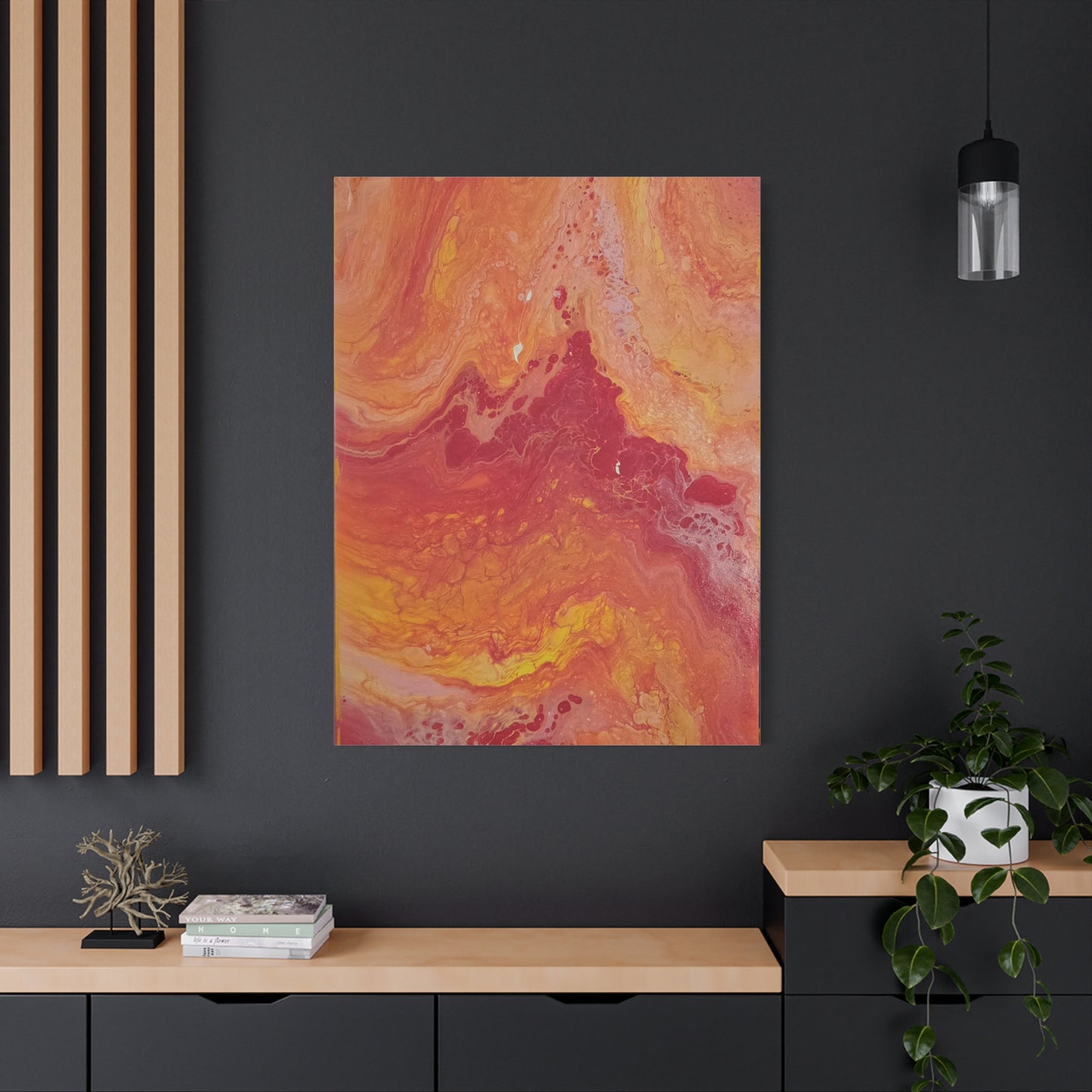 Abstract Pepto Popured - Sunset Swirl Matte Canvas Art - Stretched 1.25"