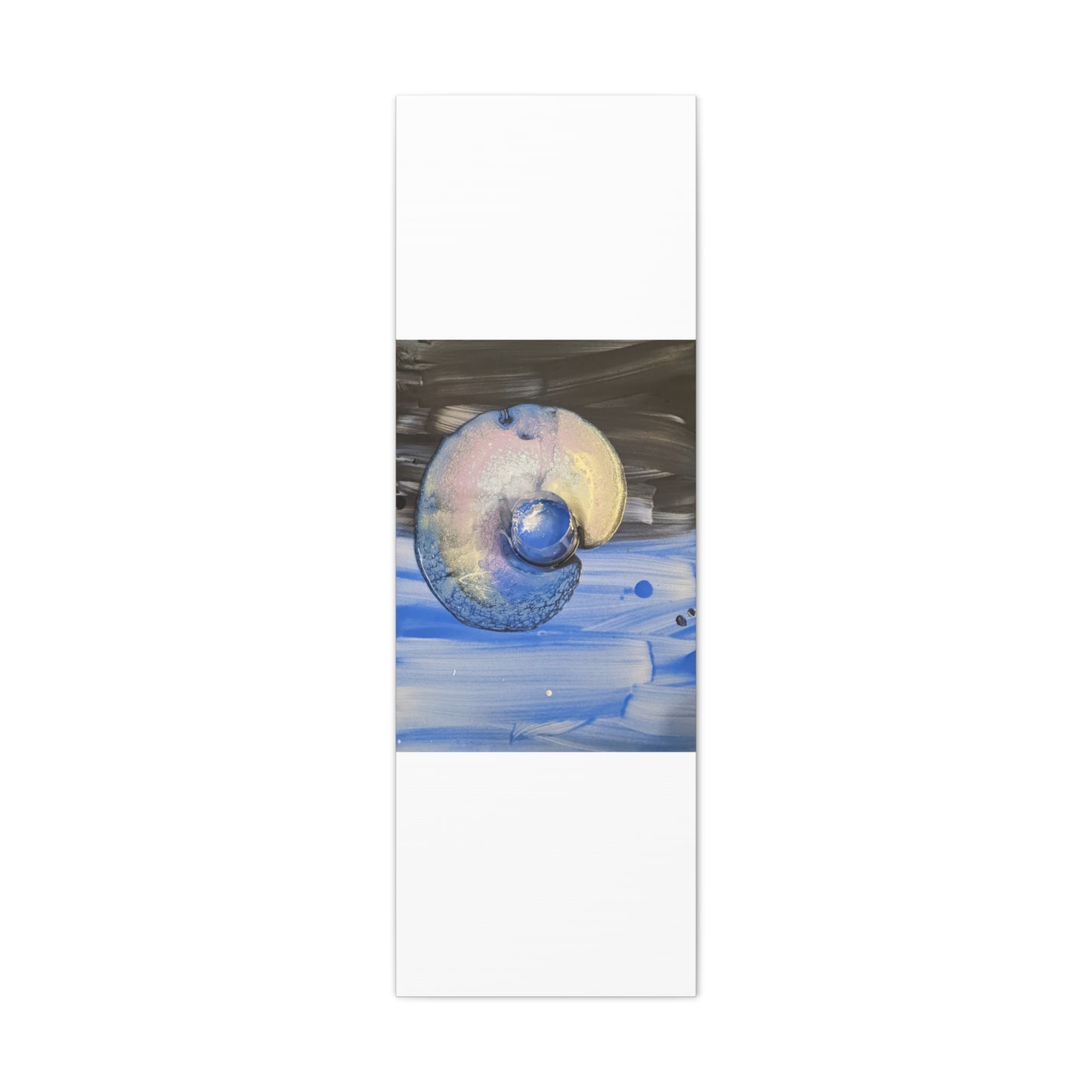 the nautilus - Abstract Blue Spiral Matte Canvas Art - Nautical Coastal Wall Decor