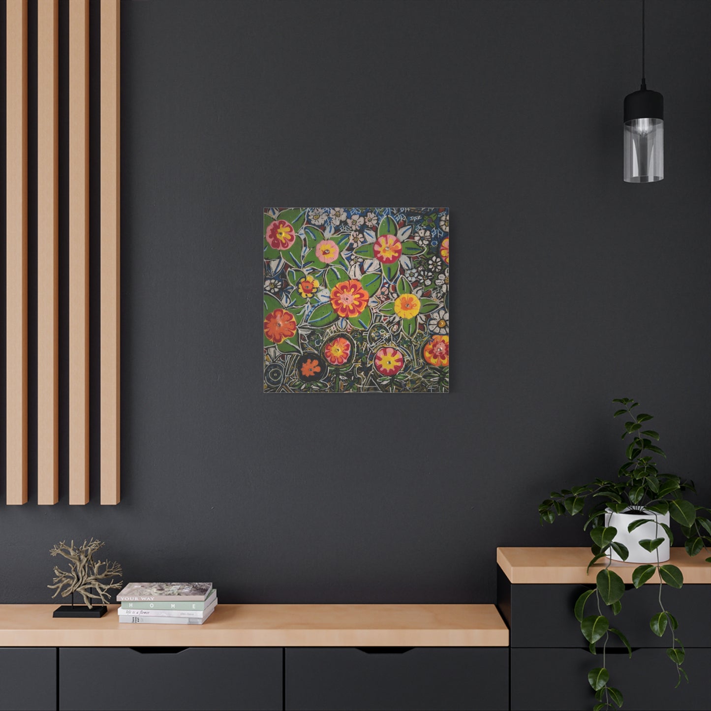 Urban_gardening-04 - Floral Pop Matte Stretched Canvas – Colorful Hand-Painted Garden Wall Art