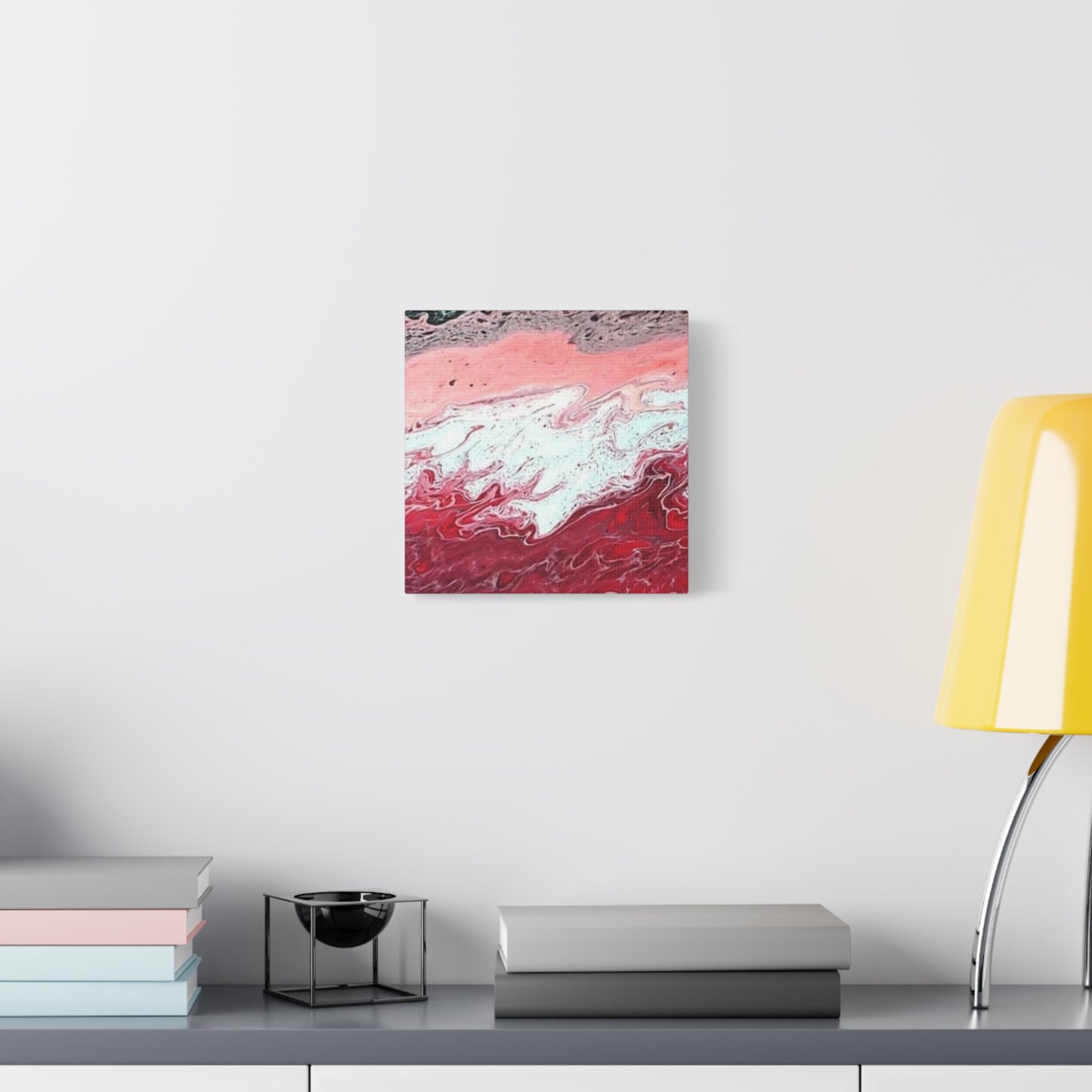 Abstract Pink & Red Fluid Art Canvas — Matte Stretched Wall Art