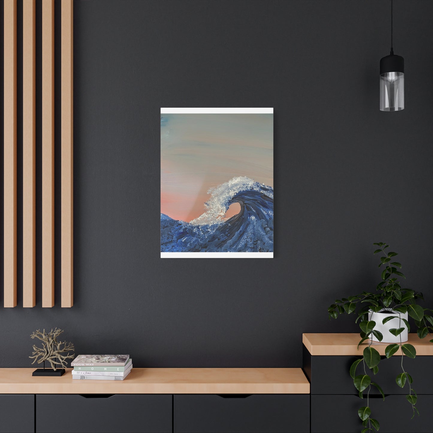 California_Coast - Ocean Wave Canvas Art — Blue Wave Seascape Matte Stretched Canvas