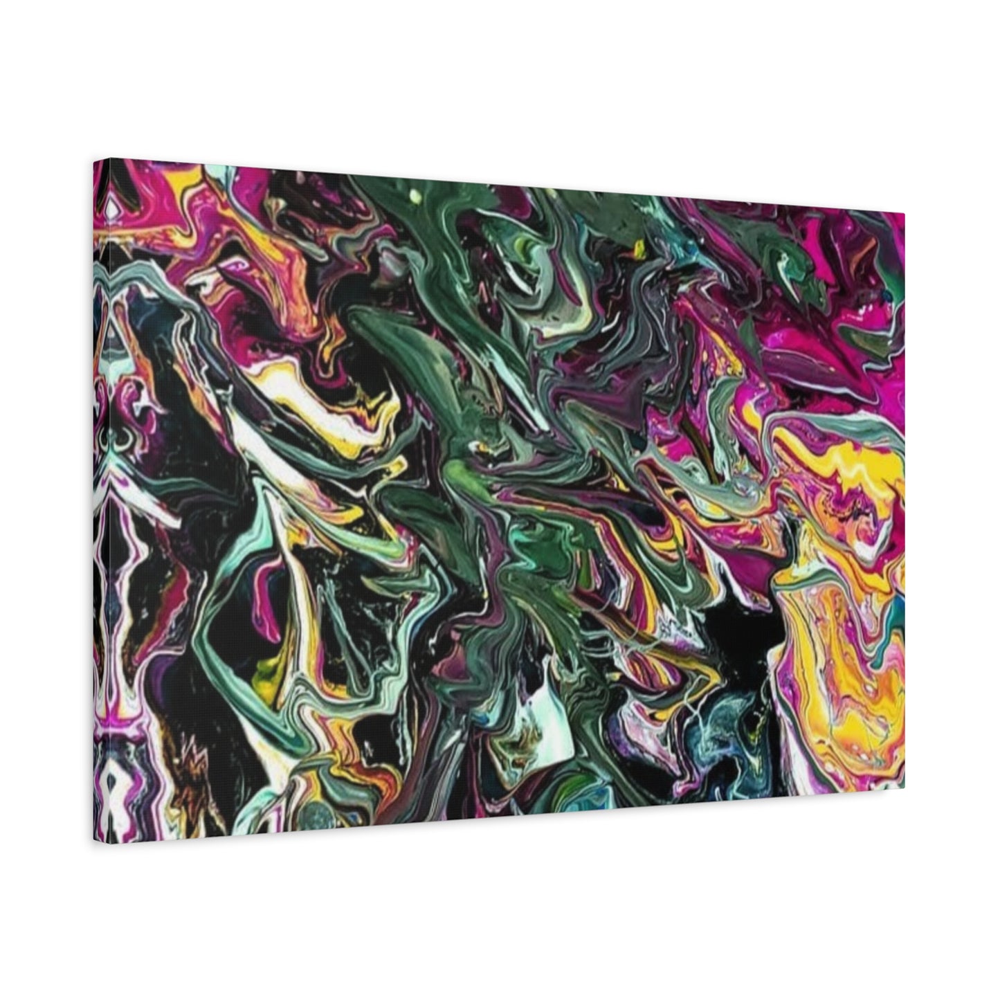 chaos in the garden - Abstract Fluid Art Matte Canvas Print - Colorful Swirl Wall Art