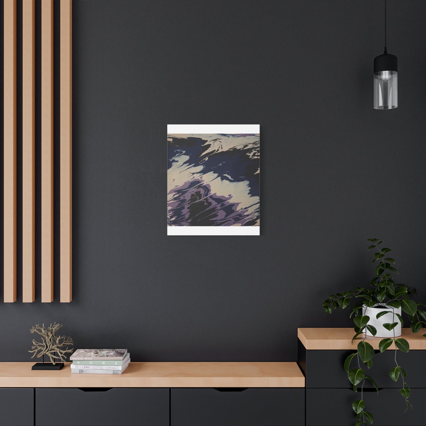 Abstract Navy & Lavender Wave Matte Stretched Canvas (1.25")