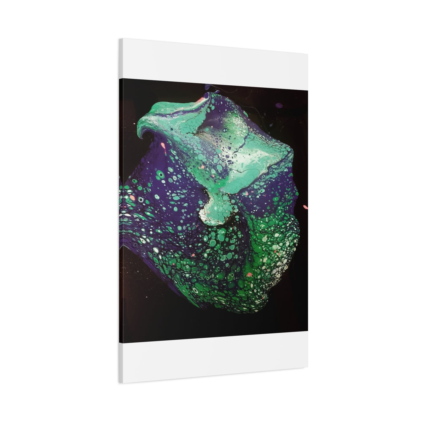 Abstract Green & Teal Fluid Art Canvas Print - Matte Stretched Wall Art