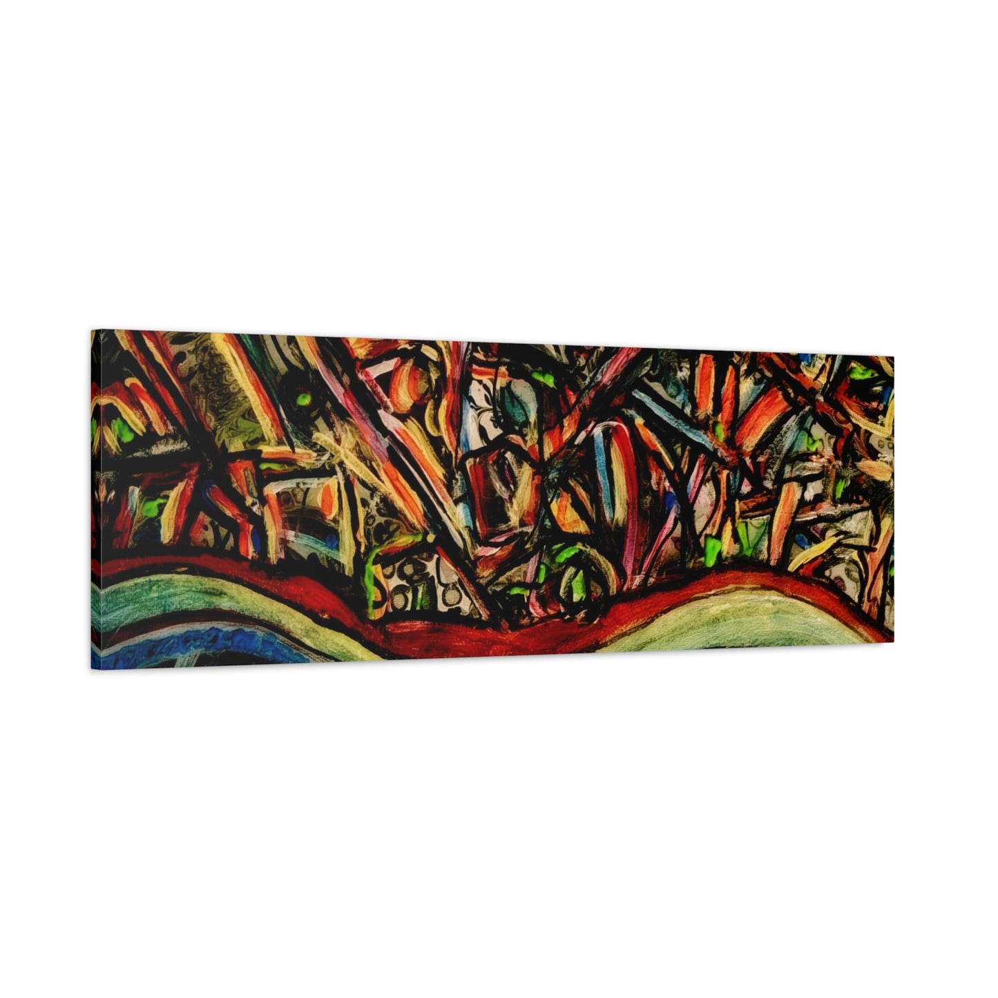 Acrylic_inequalities - Abstract Coastal Cityscape Canvas — Vibrant Ocean Wave Wall Art
