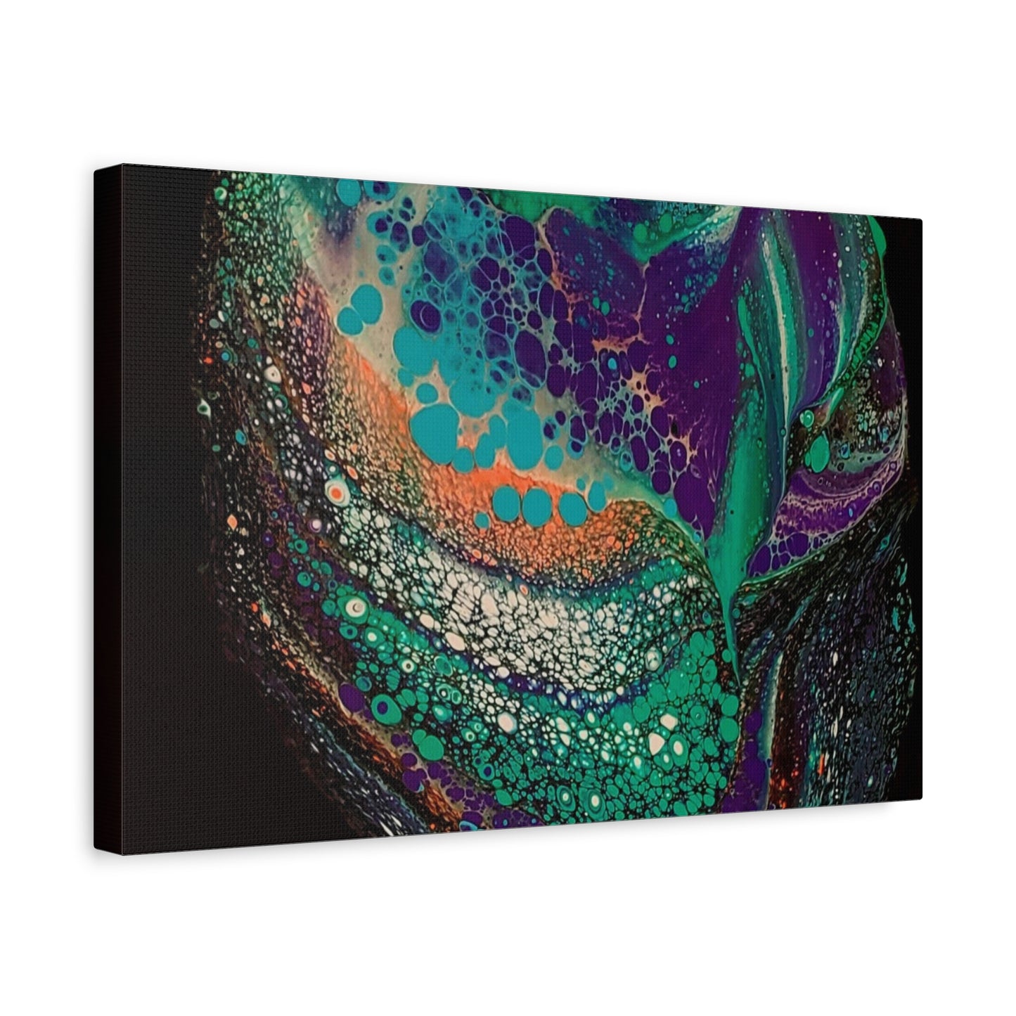 Abstract Fluid Art Canvas Print — Teal, Purple & Gold Swirl Matte Stretched Wall Art