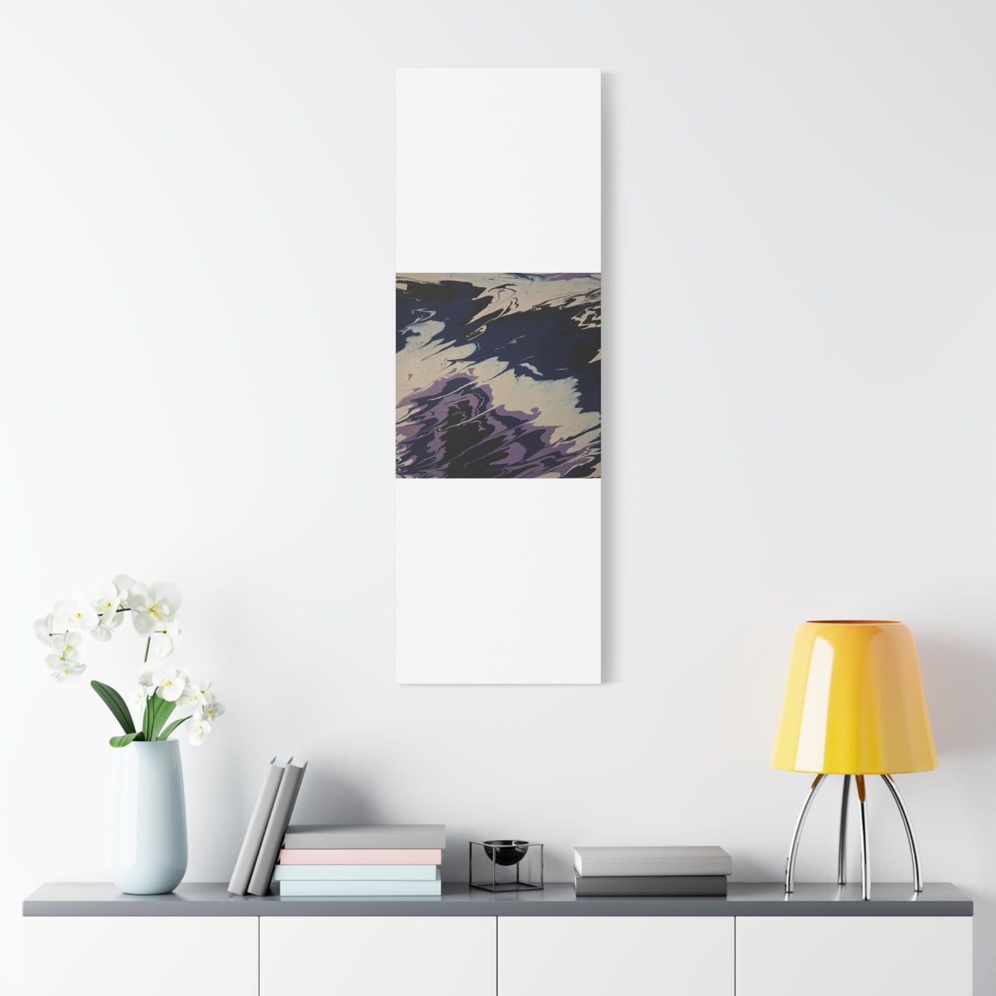 Abstract Navy & Lavender Wave Matte Stretched Canvas (1.25")