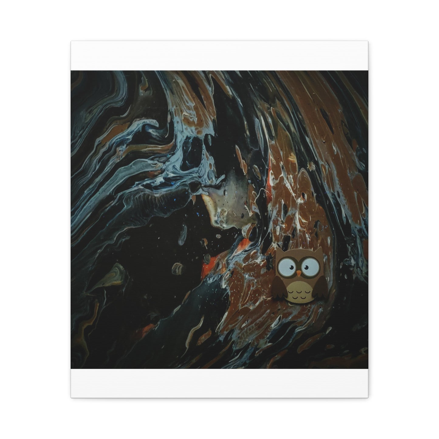 Abstract Swirl Owl Matte Canvas Print