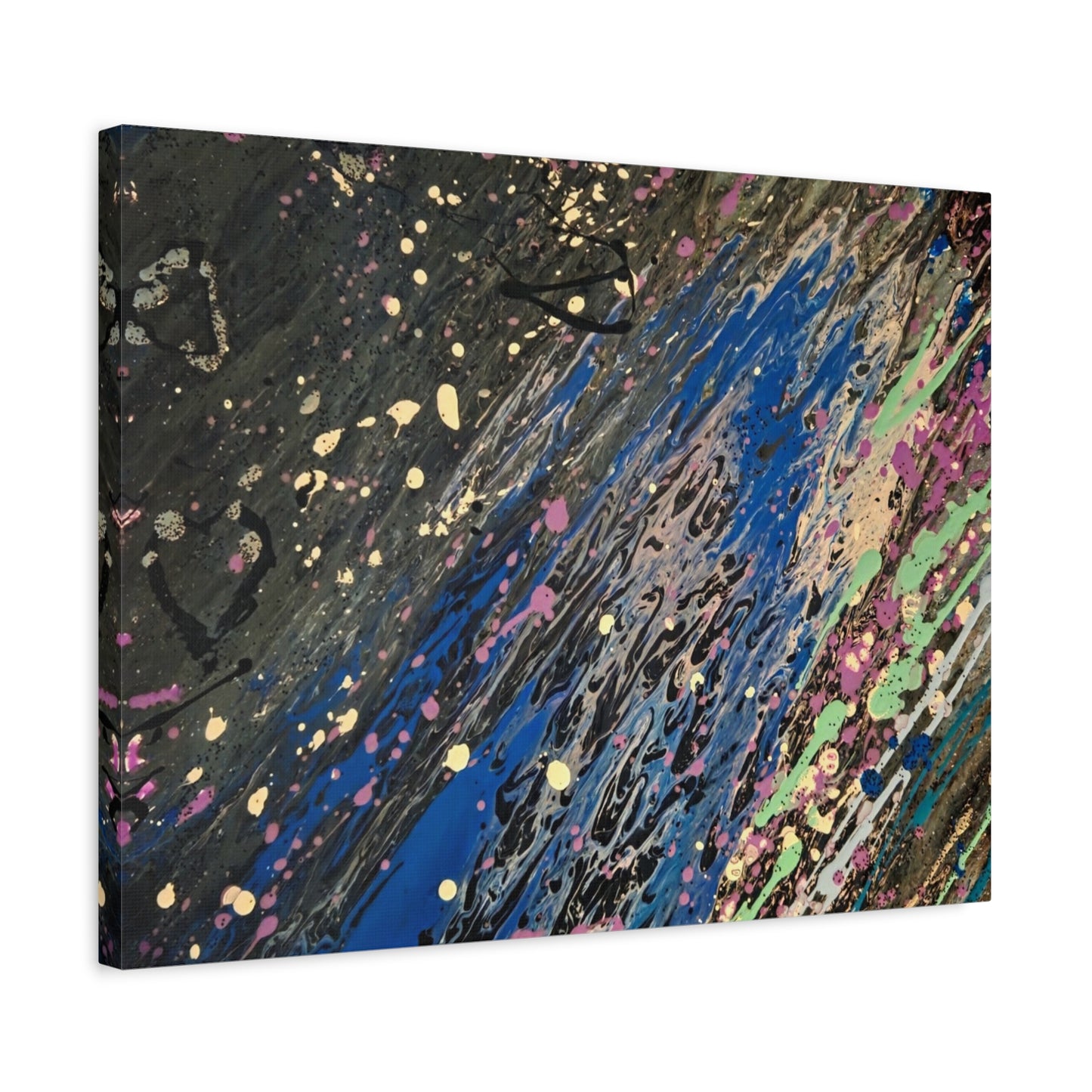 Abstract Splatter Matte Canvas Print — Colorful Fluid Art Wall Decor, Stretched 1.25"