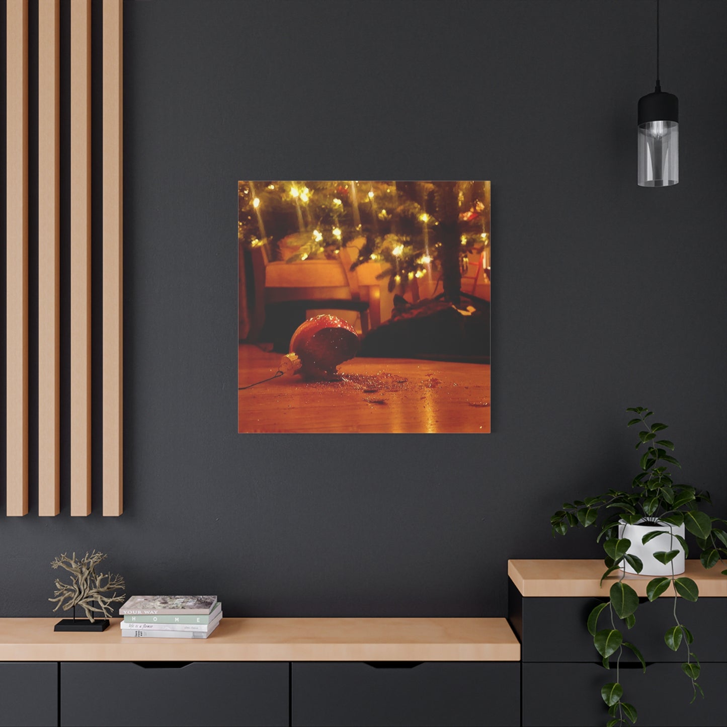 Christmas Tree Ornament Photo Canvas – Cozy Holiday Still Life Wall Art