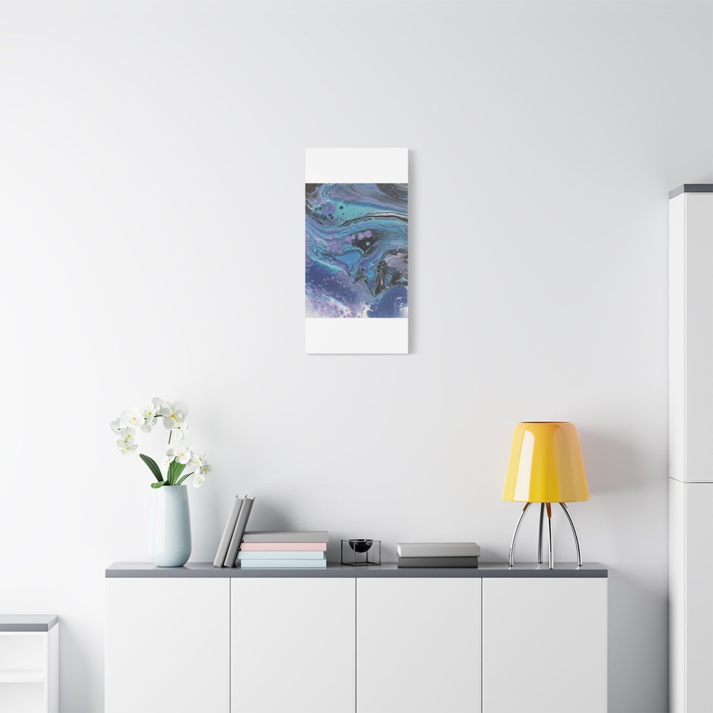 Abstract Ocean Wave Matte Canvas Print — Blue & Purple Fluid Art, Stretched 1.25"