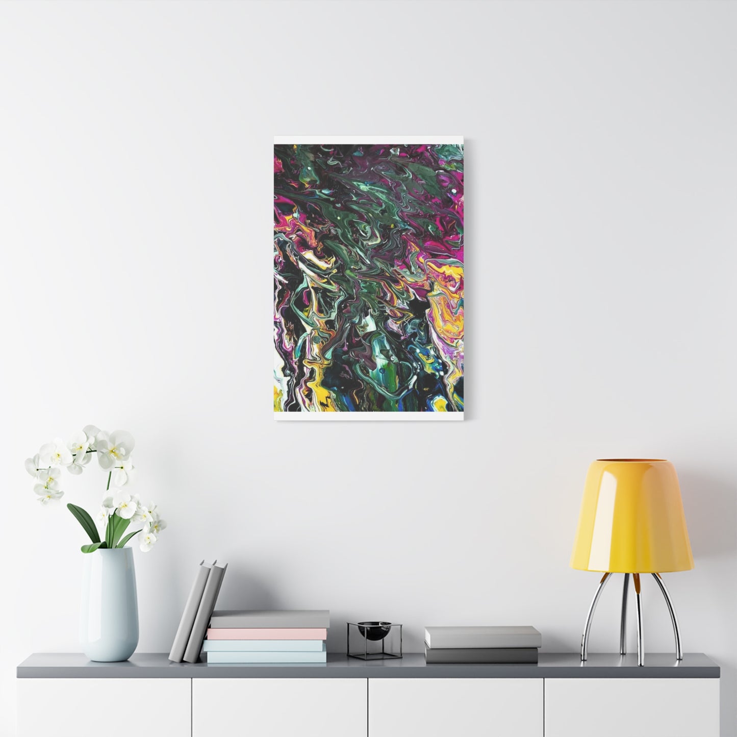 chaos in the garden - Abstract Fluid Art Matte Canvas Print - Colorful Swirl Wall Art