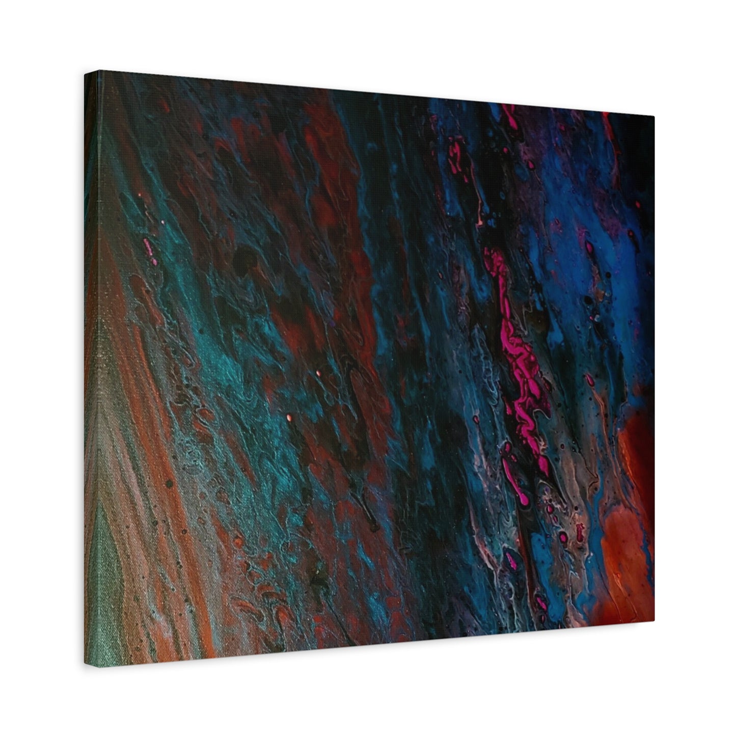 Abstract Fluid Art Canvas Wall Art - Jupiter pour — Vibrant Ocean Night Matte Stretched Canvas