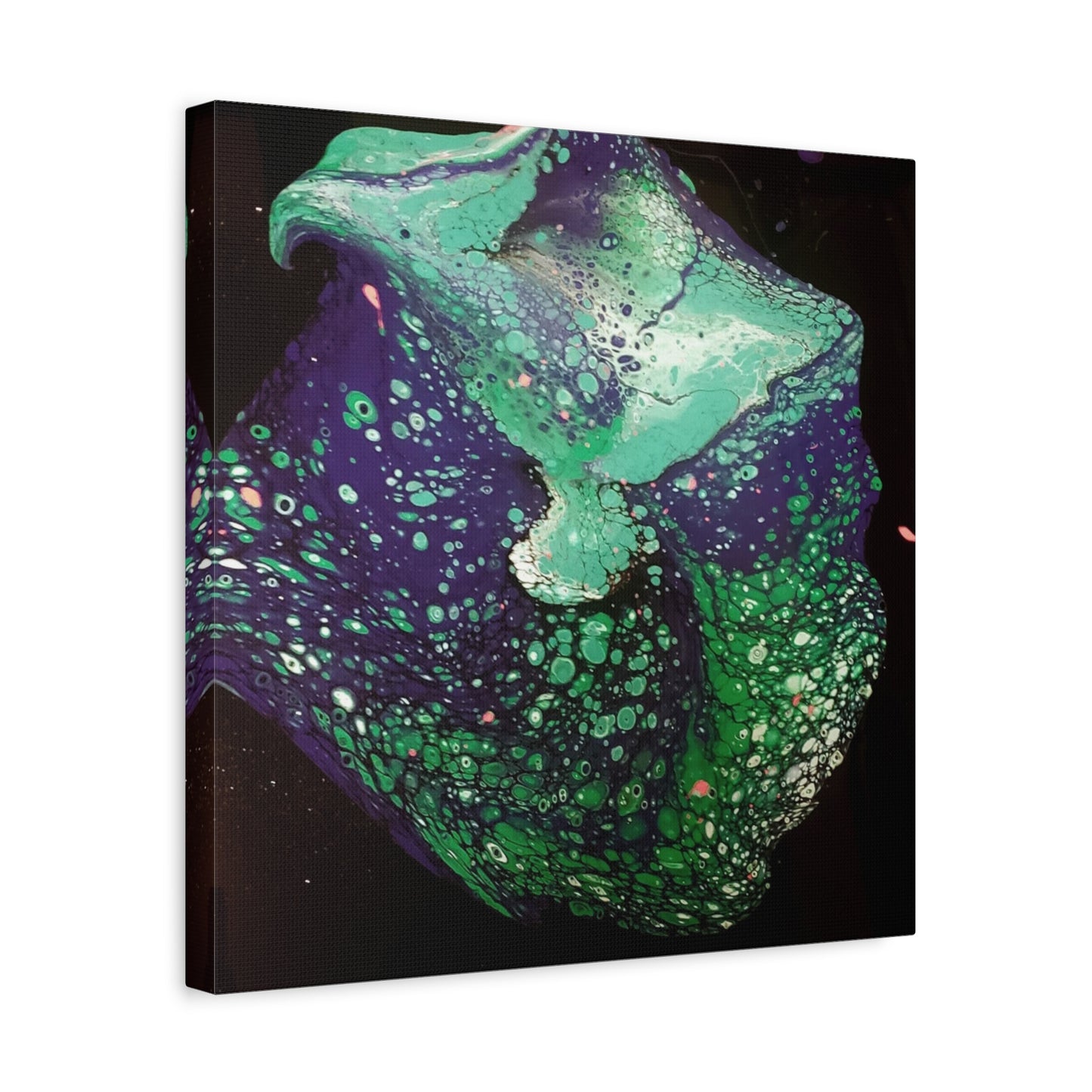 Abstract Green & Teal Fluid Art Canvas Print - Matte Stretched Wall Art