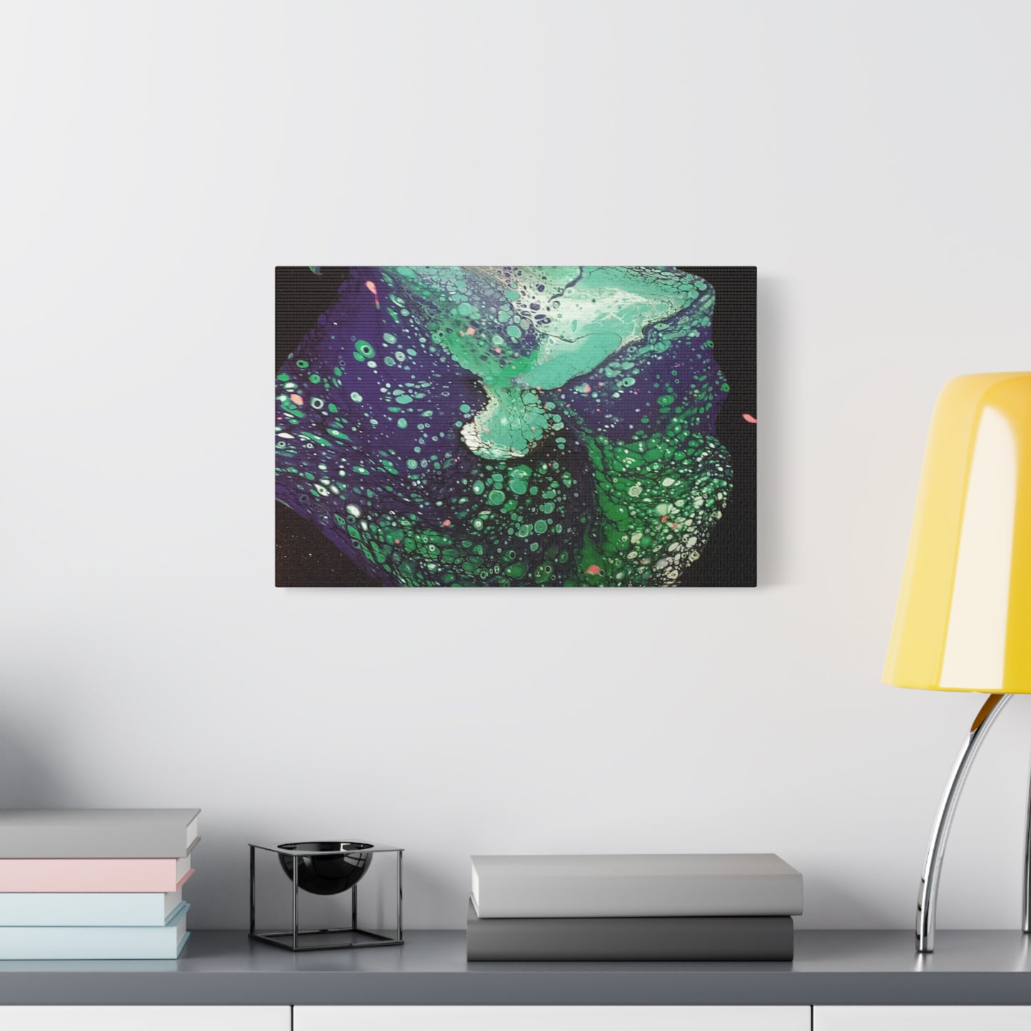 Abstract Green & Teal Fluid Art Canvas Print - Matte Stretched Wall Art