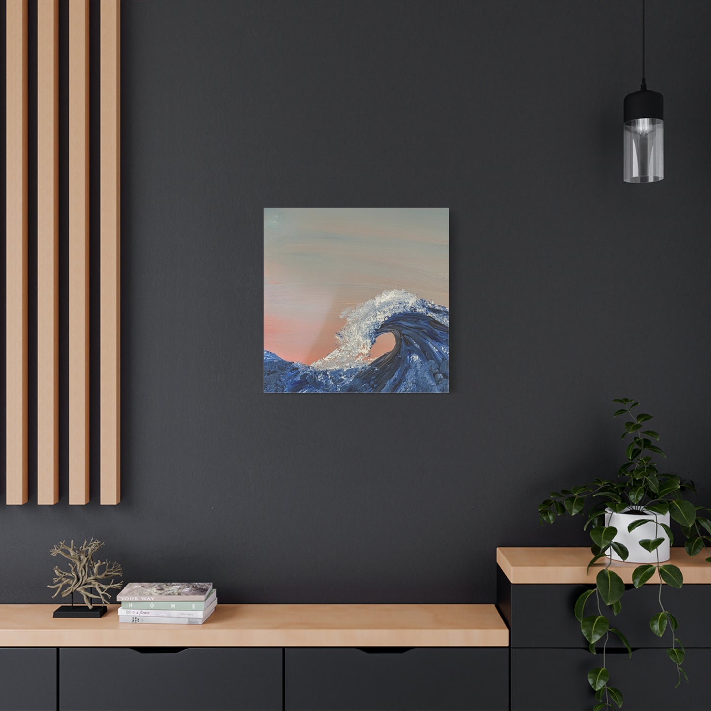 California_Coast - Ocean Wave Canvas Art — Blue Wave Seascape Matte Stretched Canvas