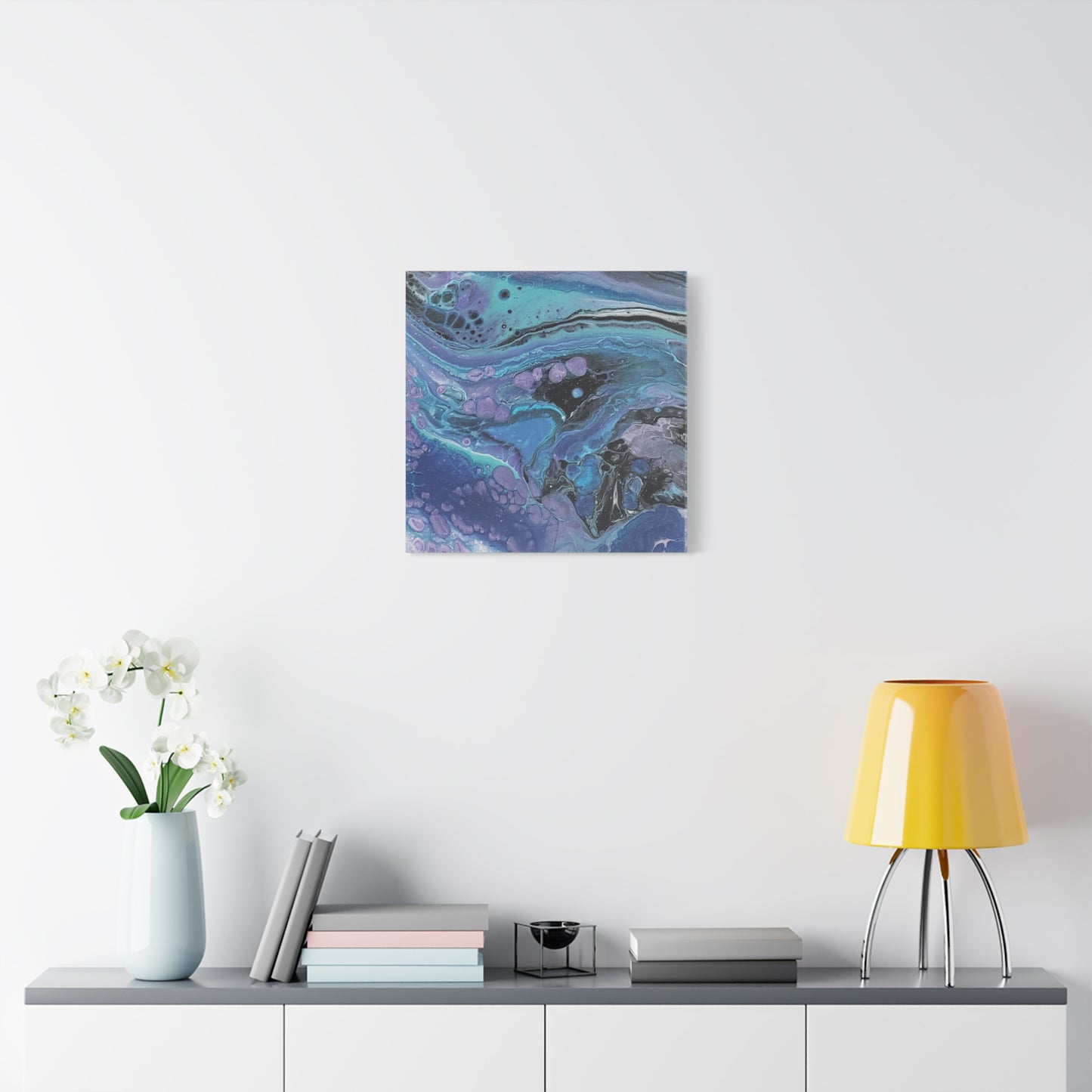 Abstract Ocean Wave Matte Canvas Print — Blue & Purple Fluid Art, Stretched 1.25"