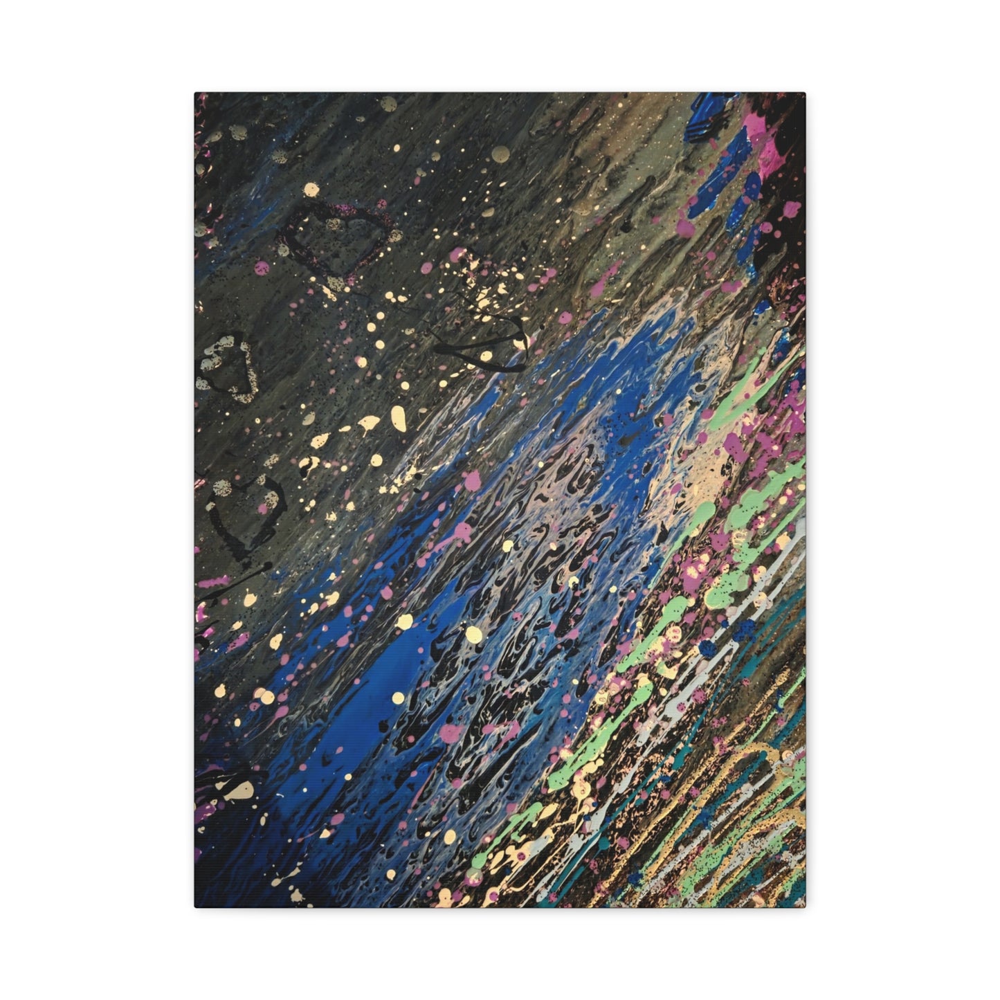 Abstract Splatter Matte Canvas Print — Colorful Fluid Art Wall Decor, Stretched 1.25"