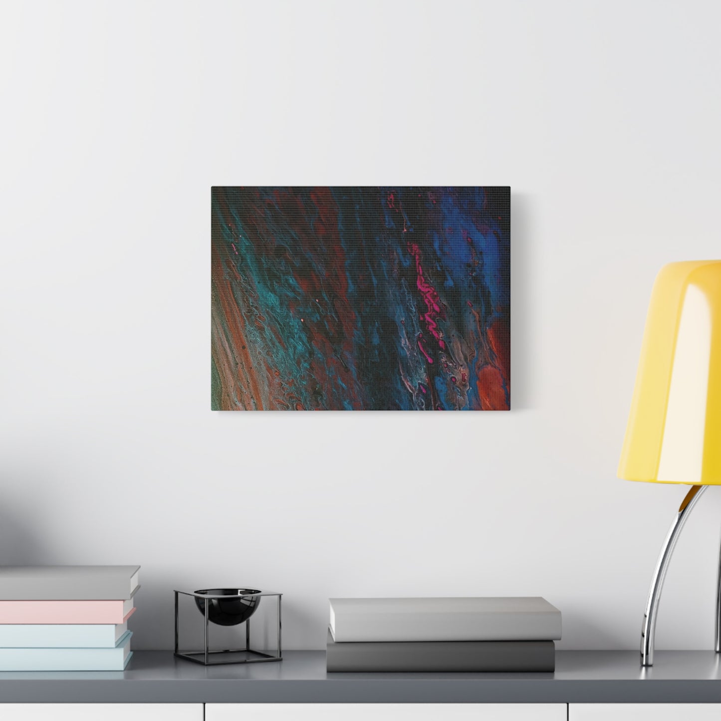 Abstract Fluid Art Canvas Wall Art - Jupiter pour — Vibrant Ocean Night Matte Stretched Canvas