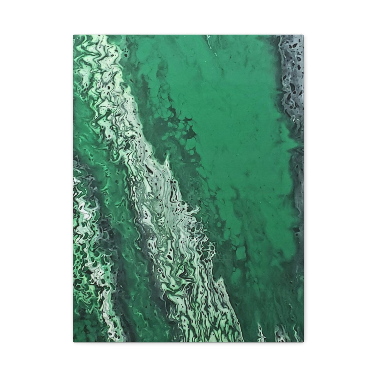Emerald Wave Abstract Canvas Print — Matte Stretched Wall Art