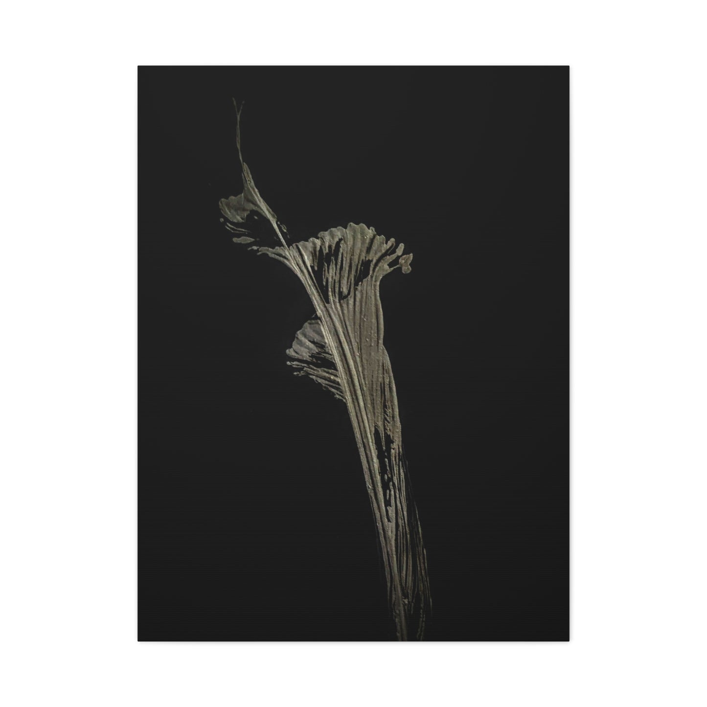 Calla Lilly - Minimalist Botanical Canvas Print — Monochrome Flower Art on Black Matte