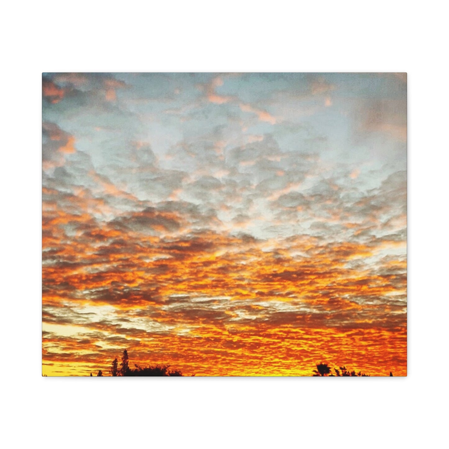 Sunset Sky Canvas Print — Orange Cloudscape Matte Stretched Wall Art