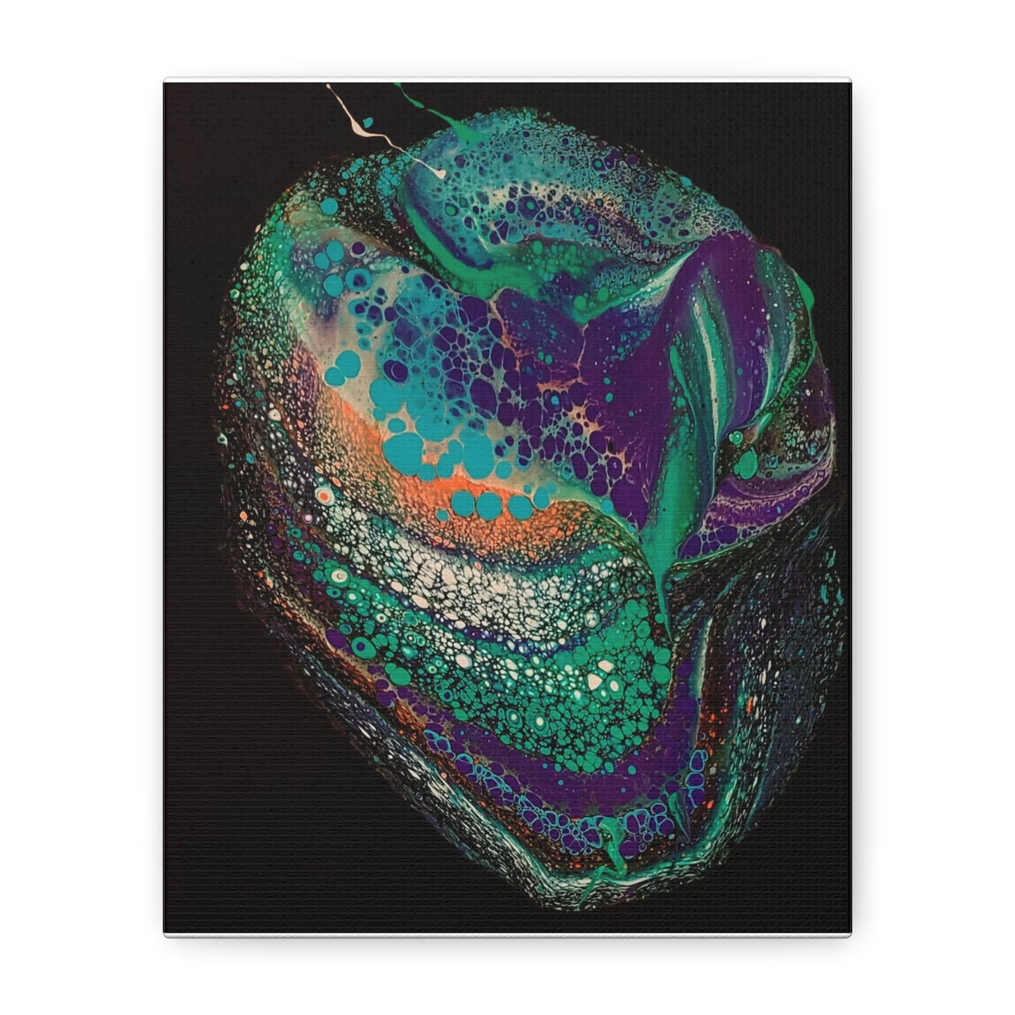 Abstract Fluid Art Canvas Print — Teal, Purple & Gold Swirl Matte Stretched Wall Art