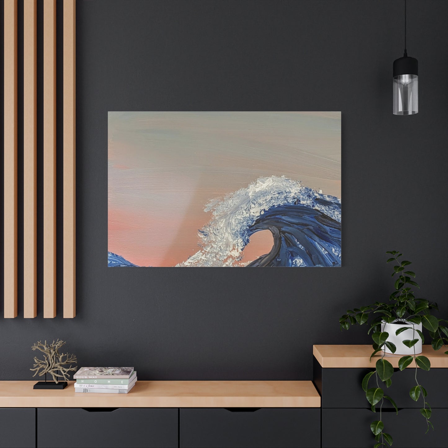 California_Coast - Ocean Wave Canvas Art — Blue Wave Seascape Matte Stretched Canvas