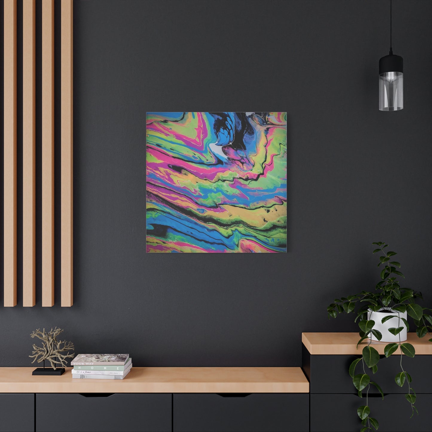 Abstract Neon Fluid Art Canvas Print — Vibrant Psychedelic Wall Decor