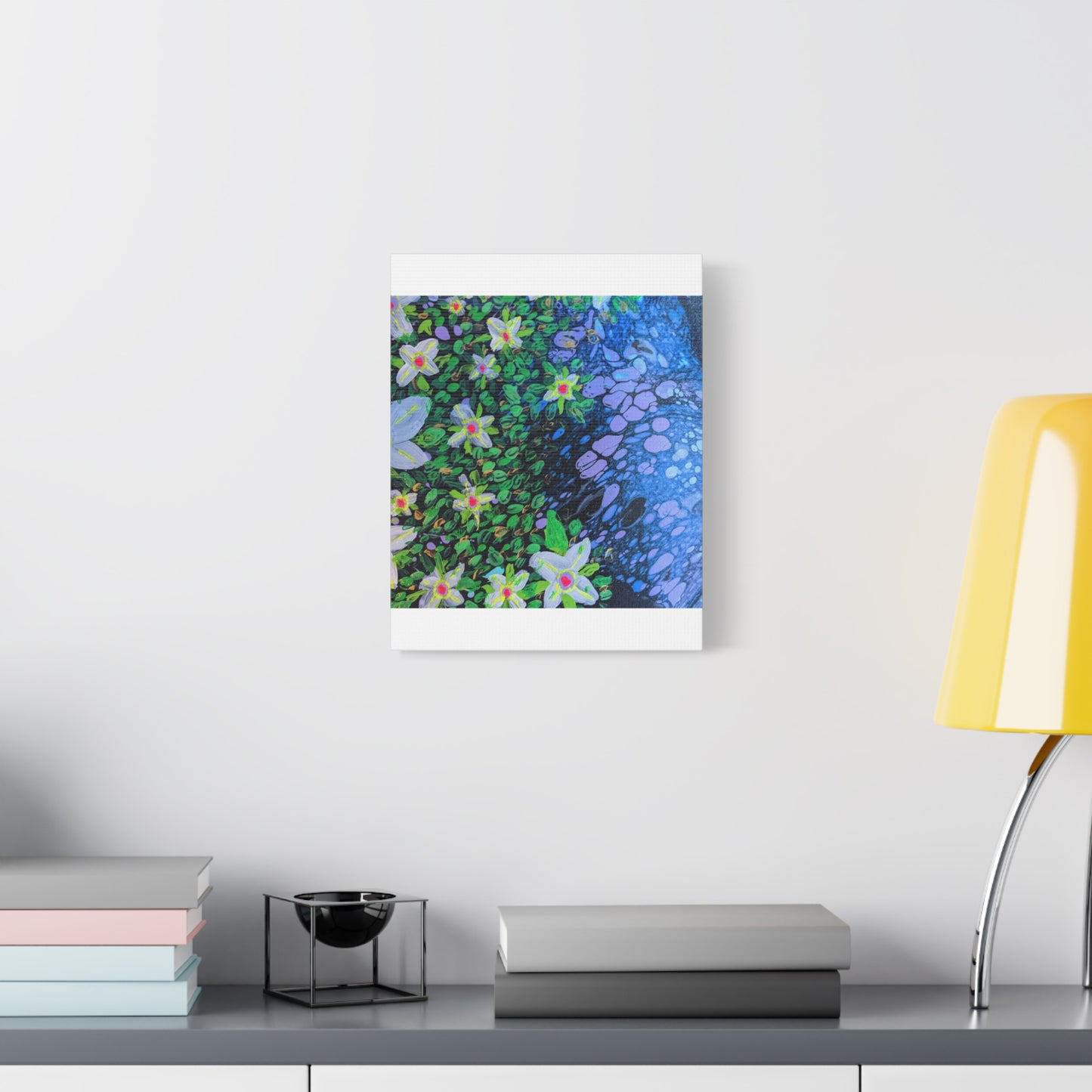 Floetrol&Flowers -  Reef Matte Canvas Wall Art — Blue & Green Abstract Flower Painting
