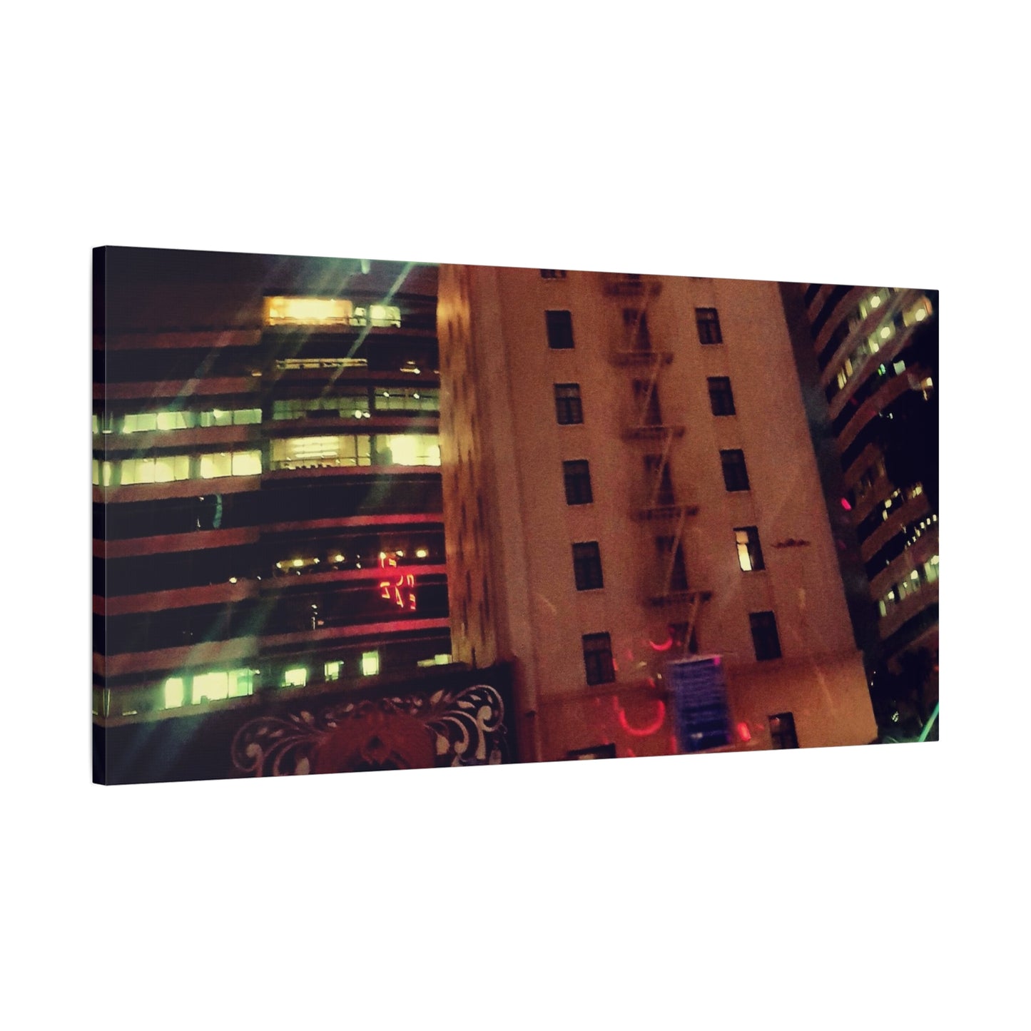 Hotel DeAnza - City Nightscape Canvas Print — Urban Street Art Building Matte Stretched 1.25"