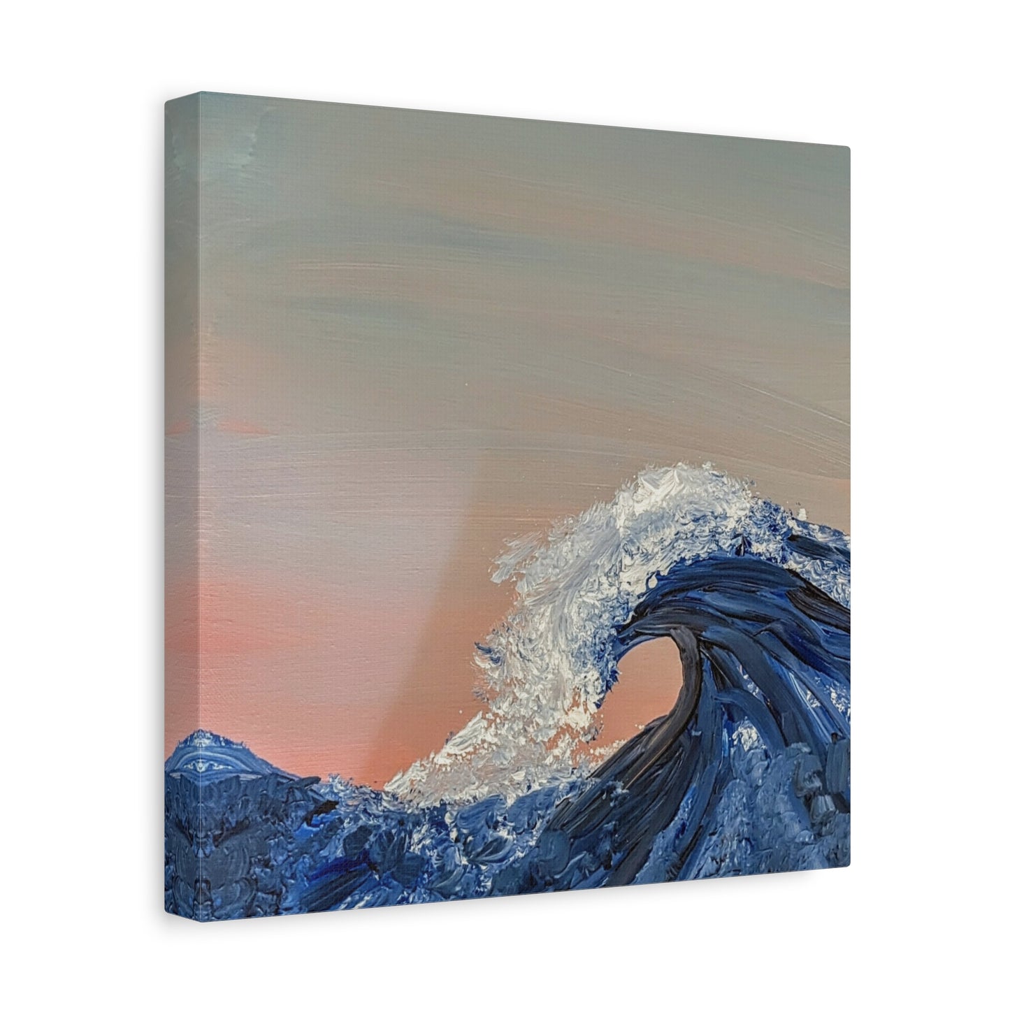 California_Coast - Ocean Wave Canvas Art — Blue Wave Seascape Matte Stretched Canvas