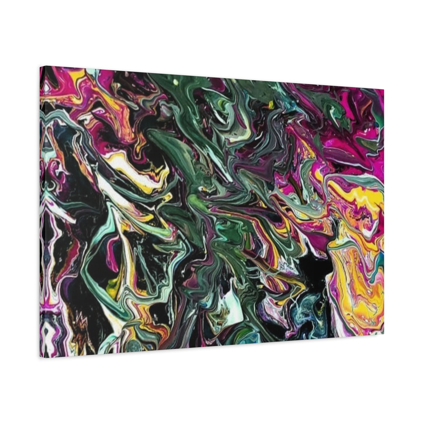 chaos in the garden - Abstract Fluid Art Matte Canvas Print - Colorful Swirl Wall Art