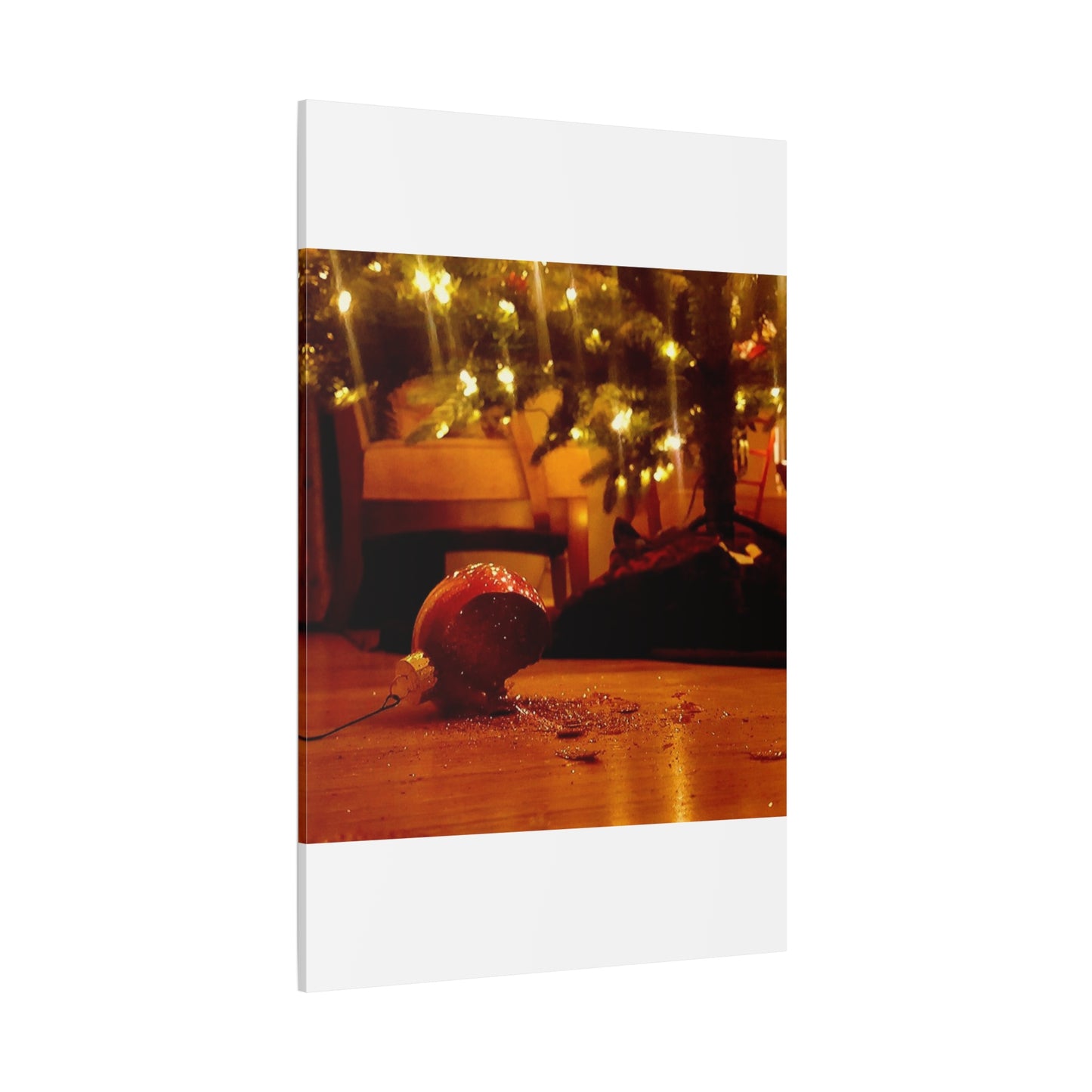 Christmas Tree Ornament Photo Canvas – Cozy Holiday Still Life Wall Art