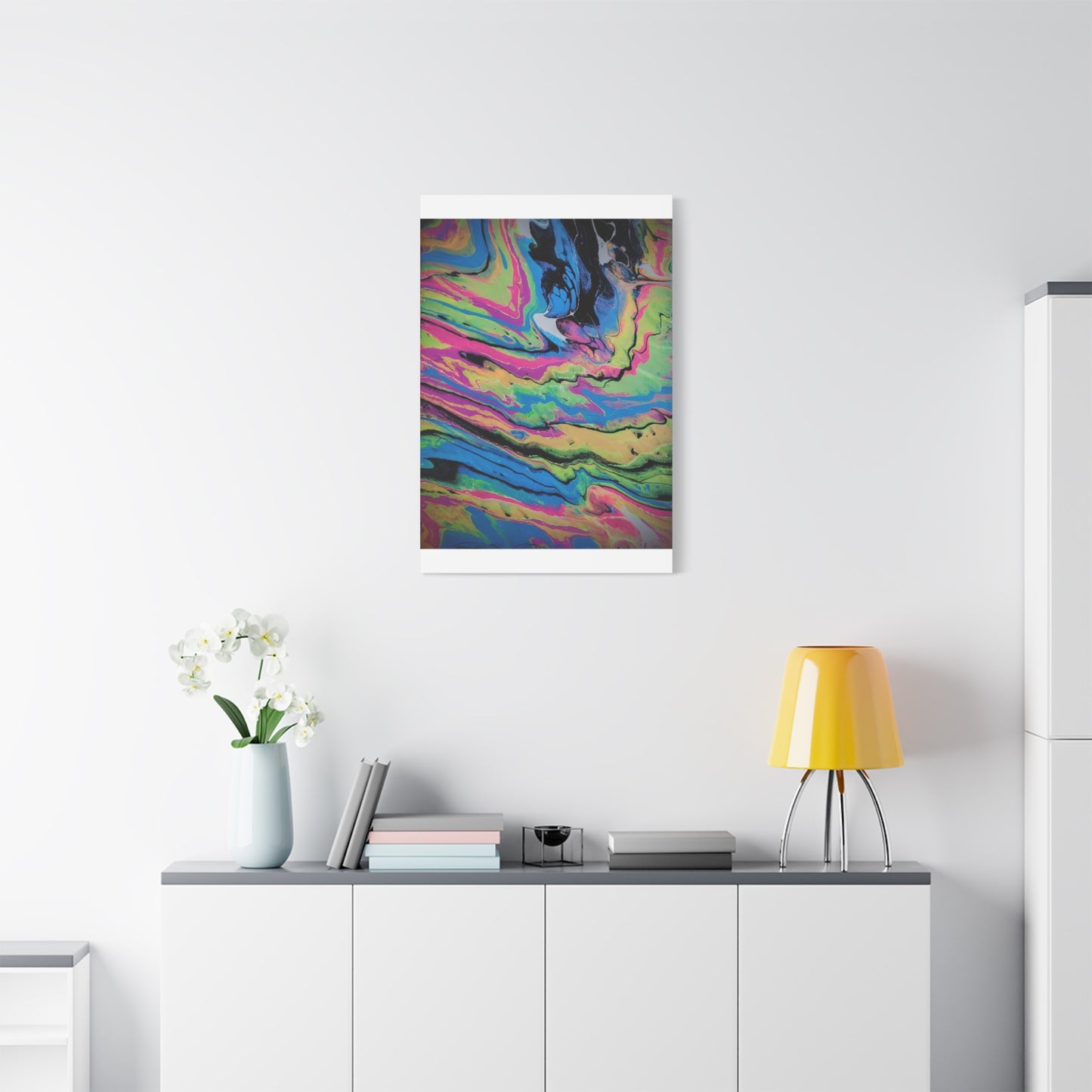 Abstract Neon Fluid Art Canvas Print — Vibrant Psychedelic Wall Decor