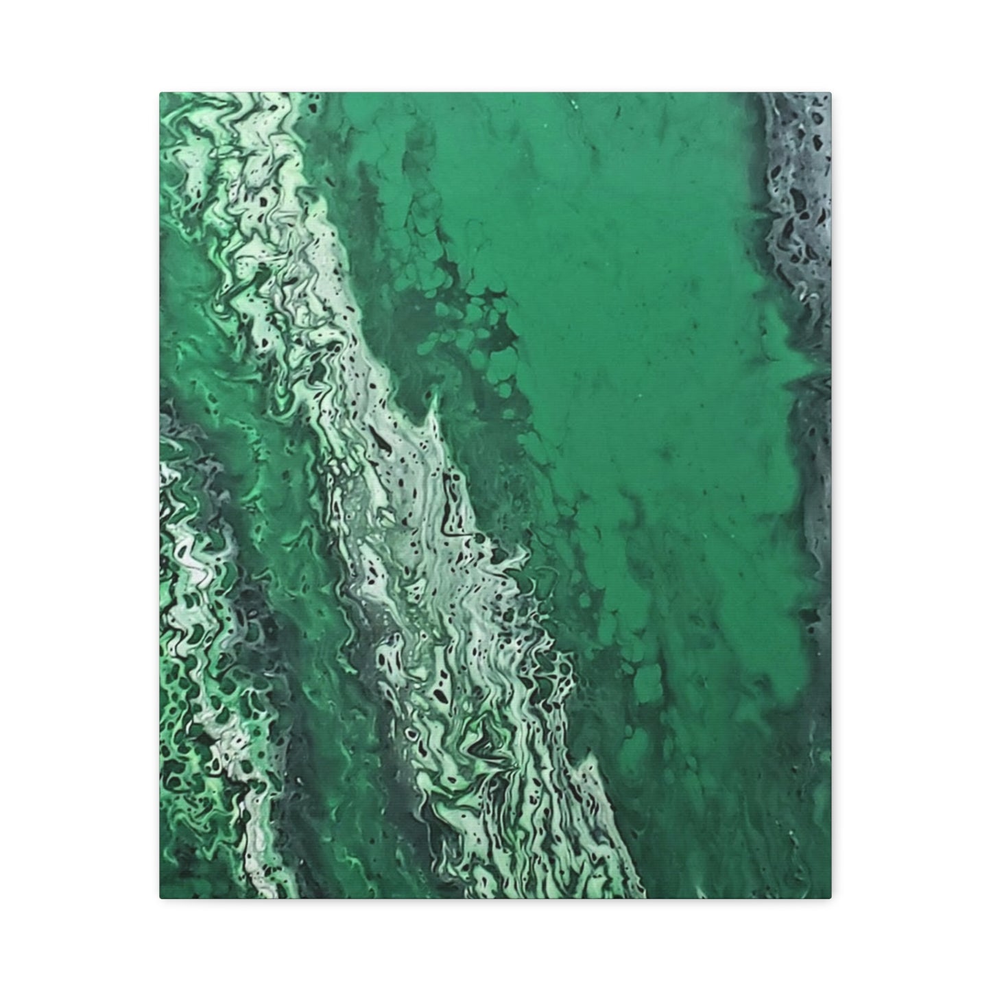 Emerald Wave Abstract Canvas Print — Matte Stretched Wall Art