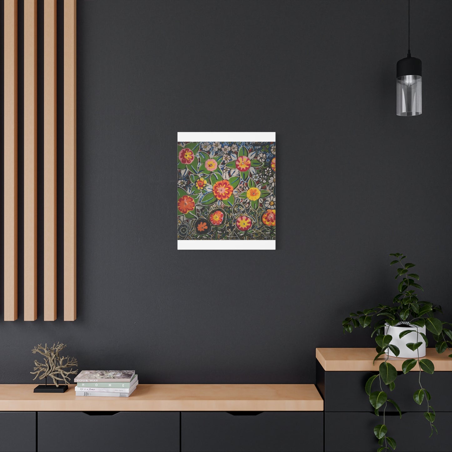 Urban_gardening-04 - Floral Pop Matte Stretched Canvas – Colorful Hand-Painted Garden Wall Art