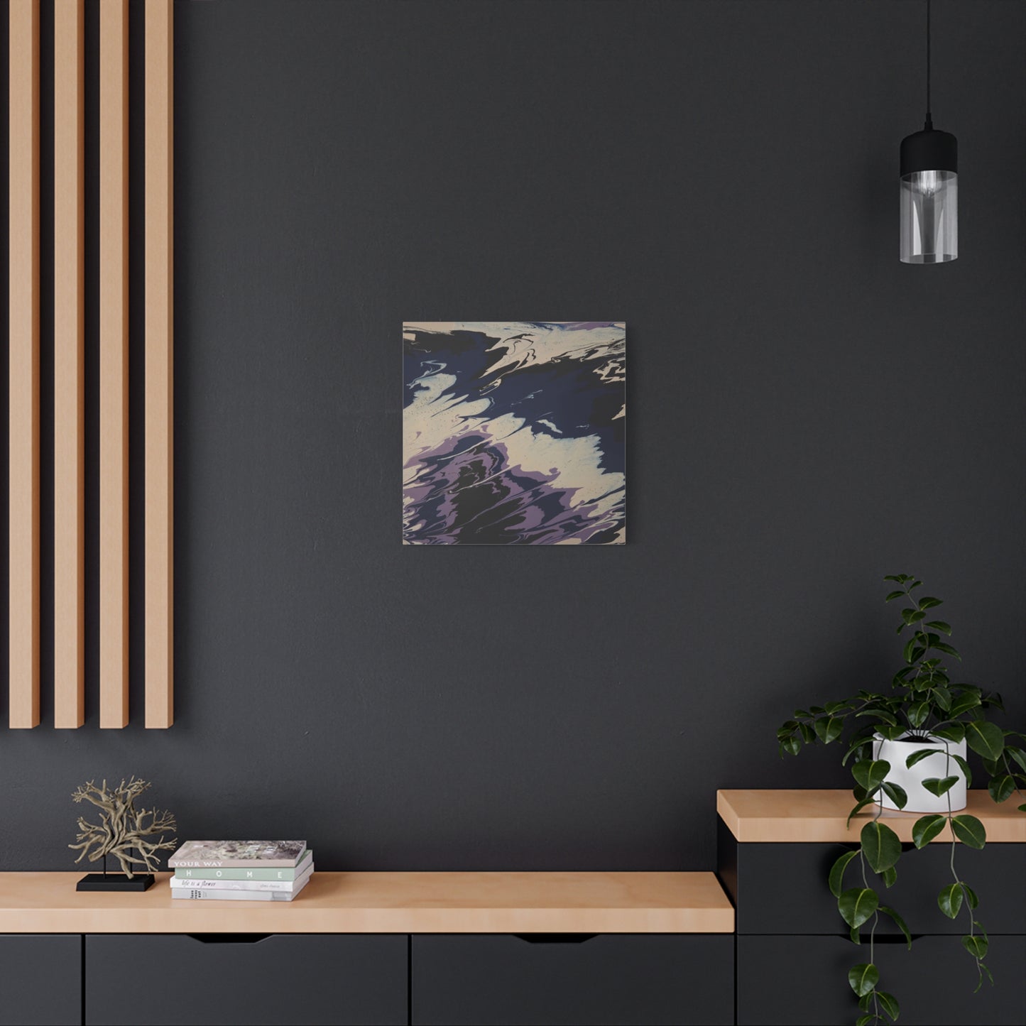 Abstract Navy & Lavender Wave Matte Stretched Canvas (1.25")