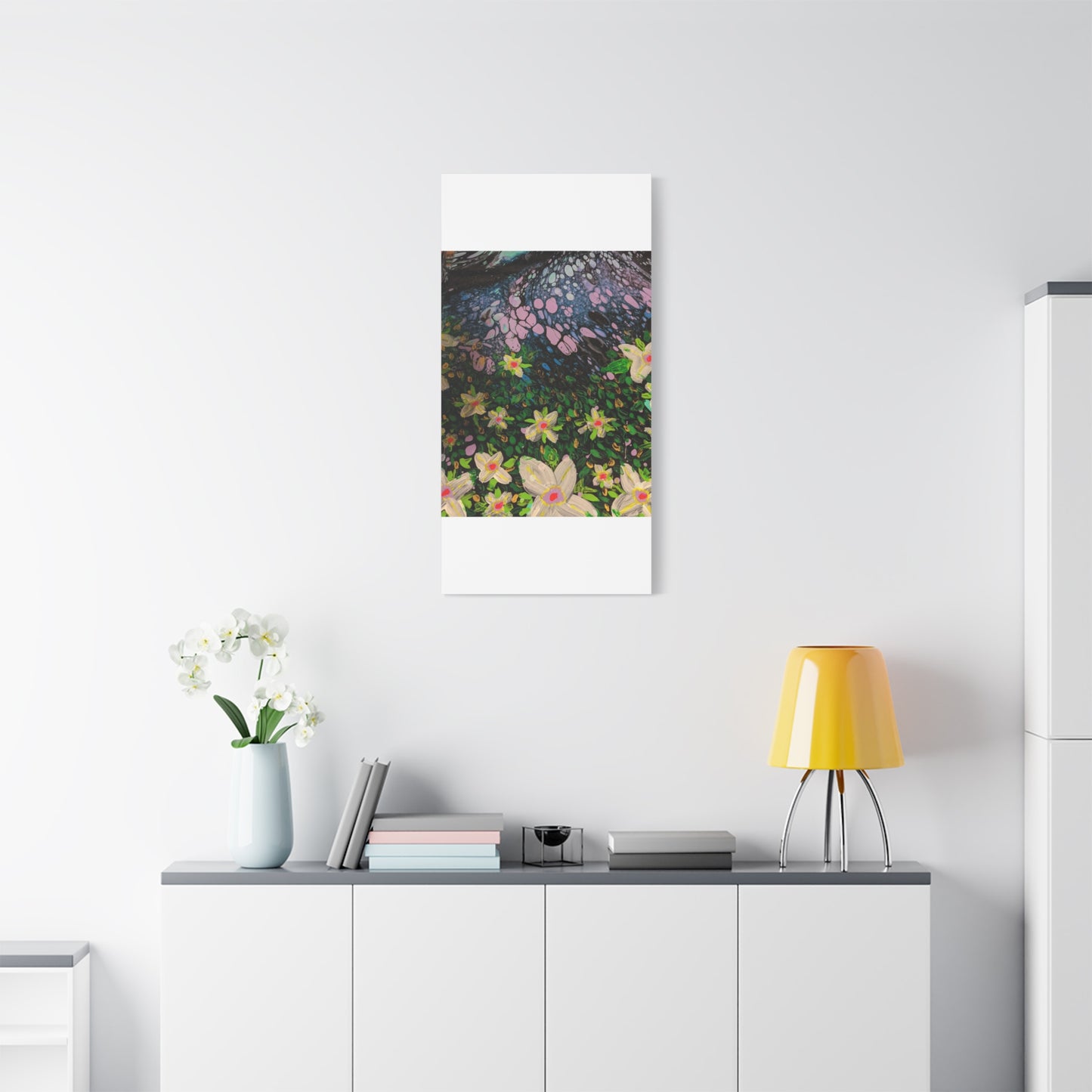 Floetrol&Flowers - Night Pour Garden Matte Canvas Print — Stretched Wall Art