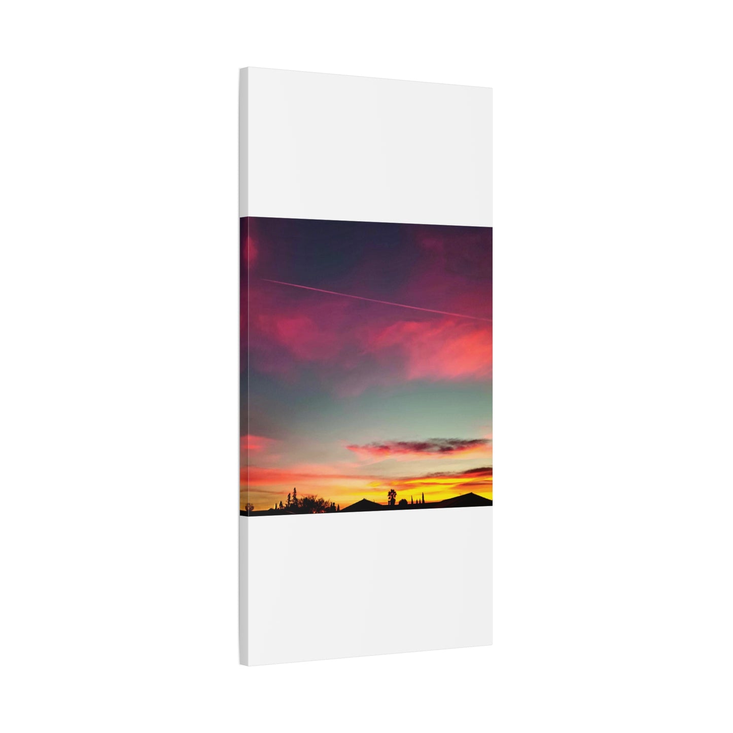 pink sky at morning - Horizon Matte Canvas Print — Vibrant Pink & Teal Sky Wall Art, Stretched 1.25"