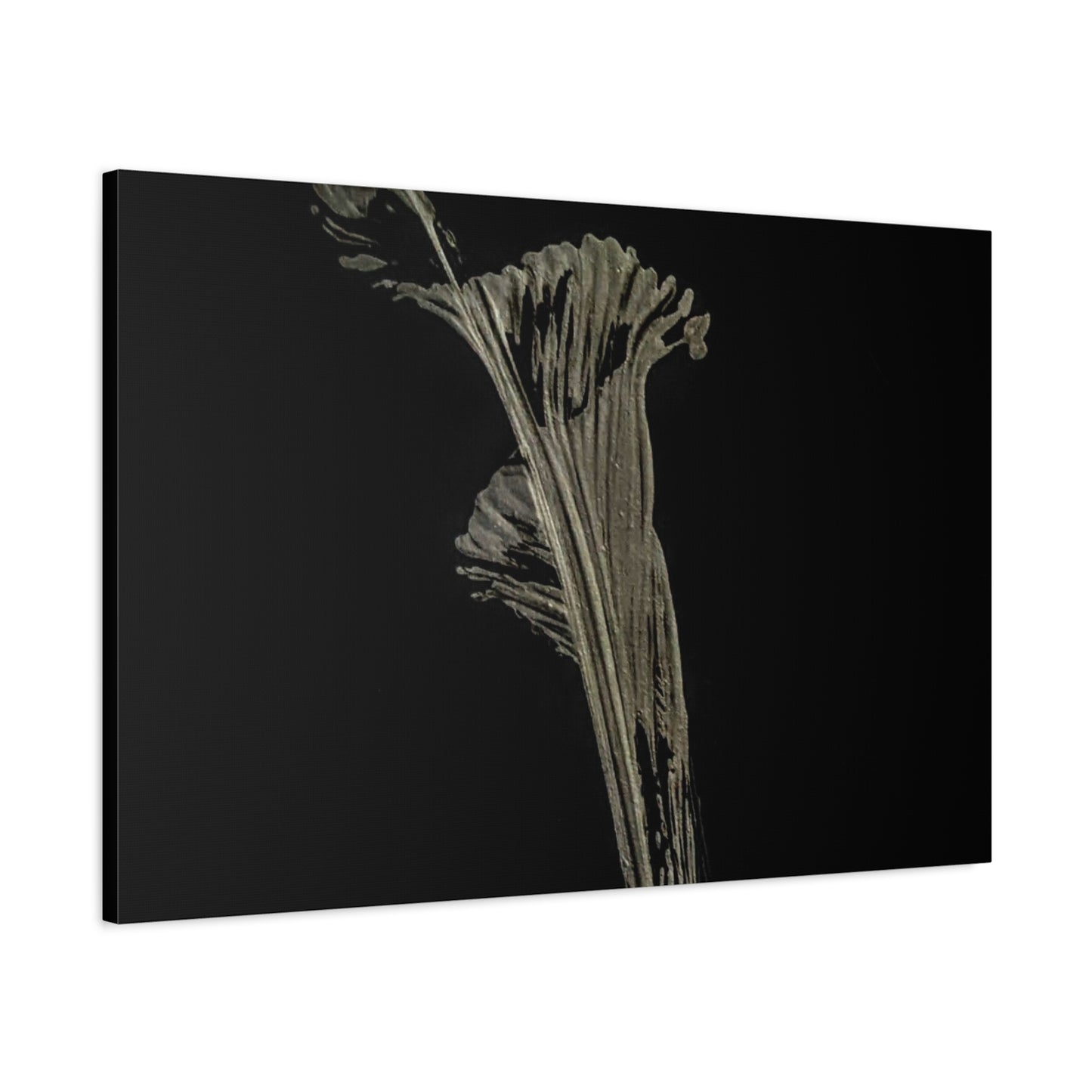 Calla Lilly - Minimalist Botanical Canvas Print — Monochrome Flower Art on Black Matte