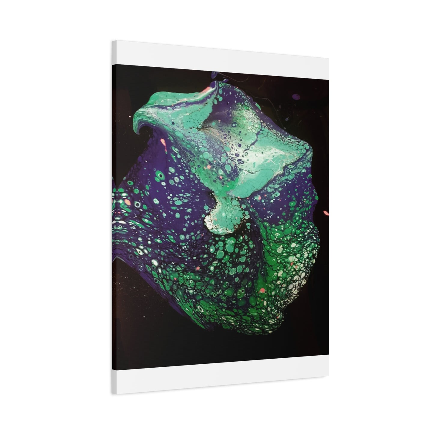 Abstract Green & Teal Fluid Art Canvas Print - Matte Stretched Wall Art
