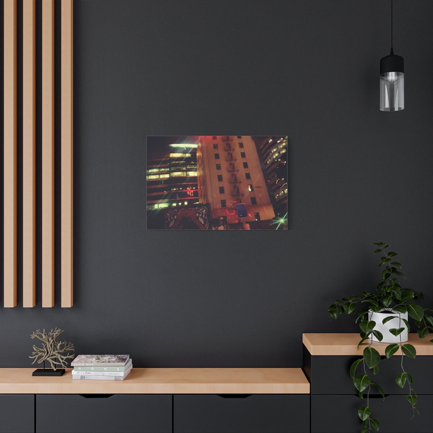 Hotel DeAnza - City Nightscape Canvas Print — Urban Street Art Building Matte Stretched 1.25"